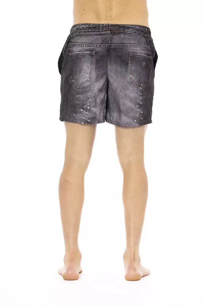 Pantaloni scurți de baie pentru bărbați Just Cavalli din poliester negru