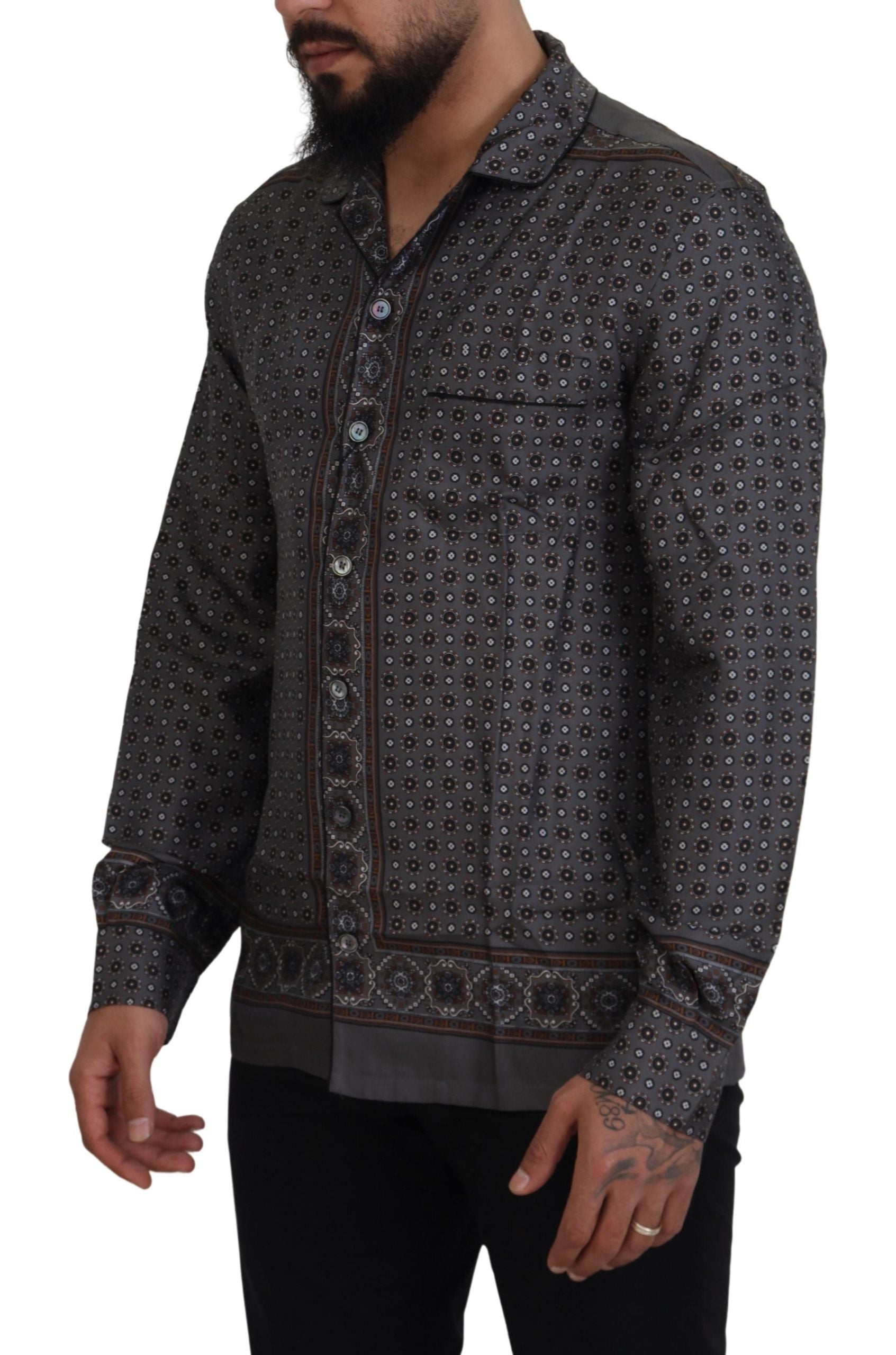 Dolce & Gabbana Elegantes Barockhemd aus Seidensatin