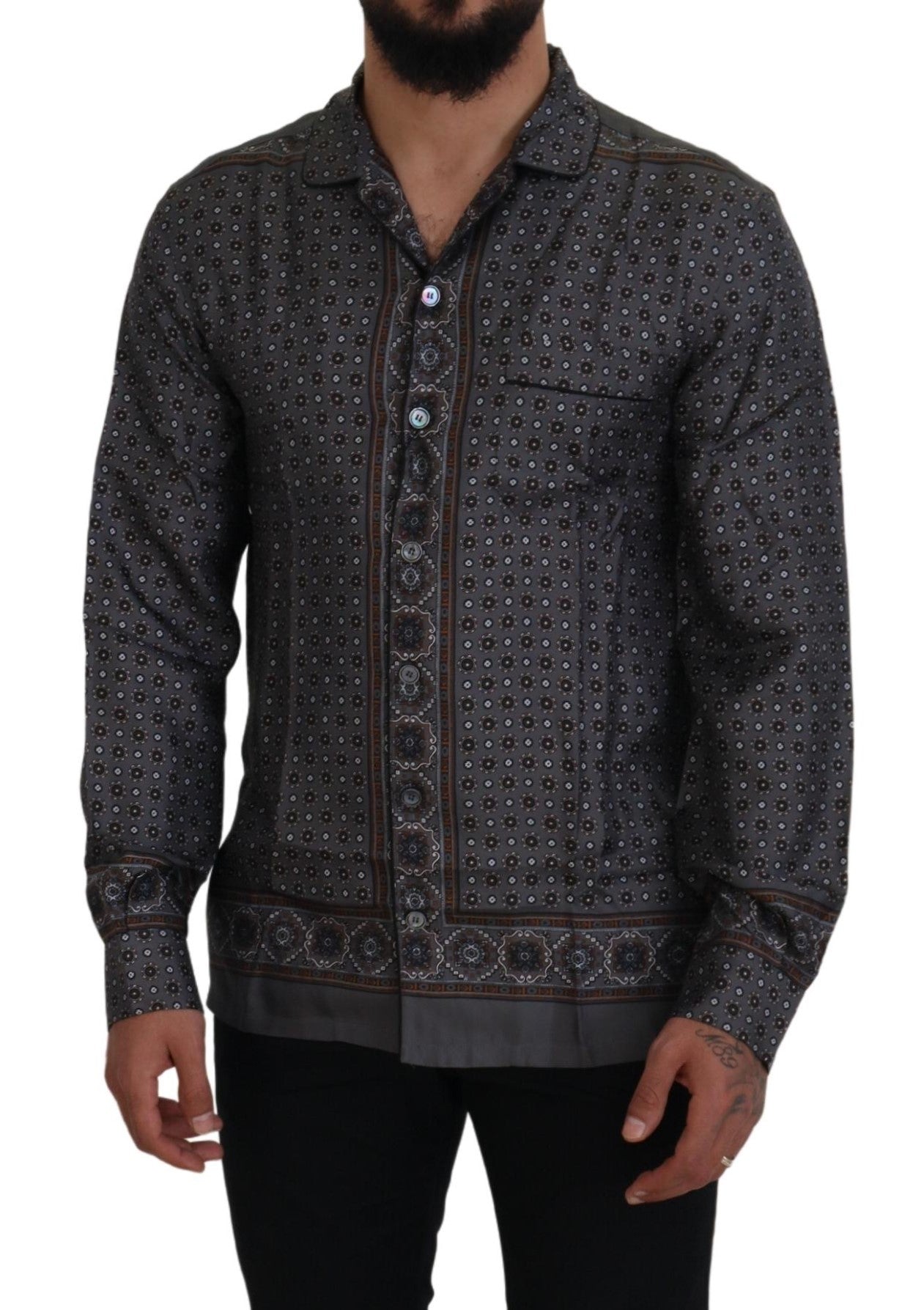 Dolce & Gabbana Elegantes Barockhemd aus Seidensatin