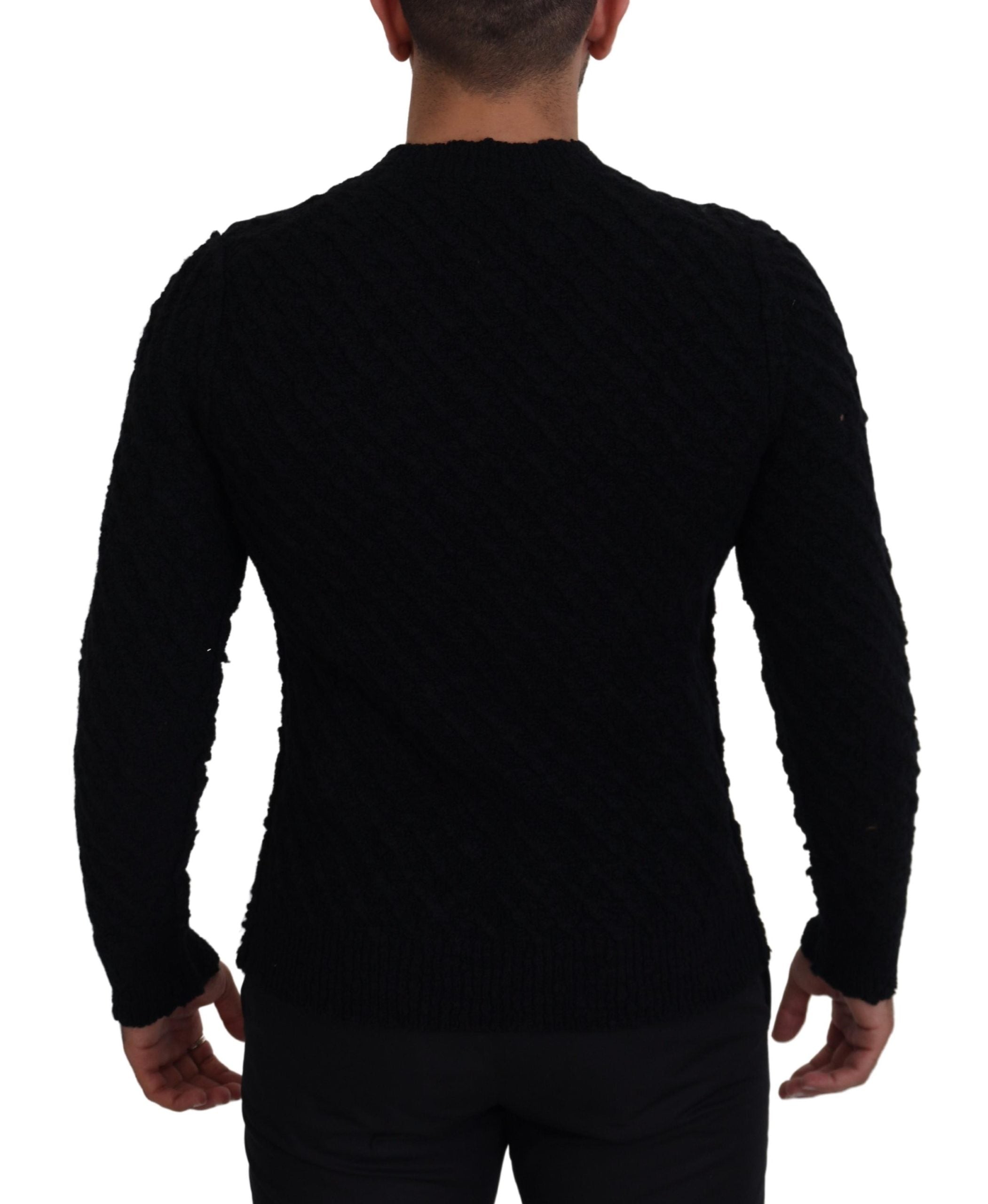 Dolce & Gabbana Eleganter schwarzer Pullover aus Wollmischung mit V-Ausschnitt