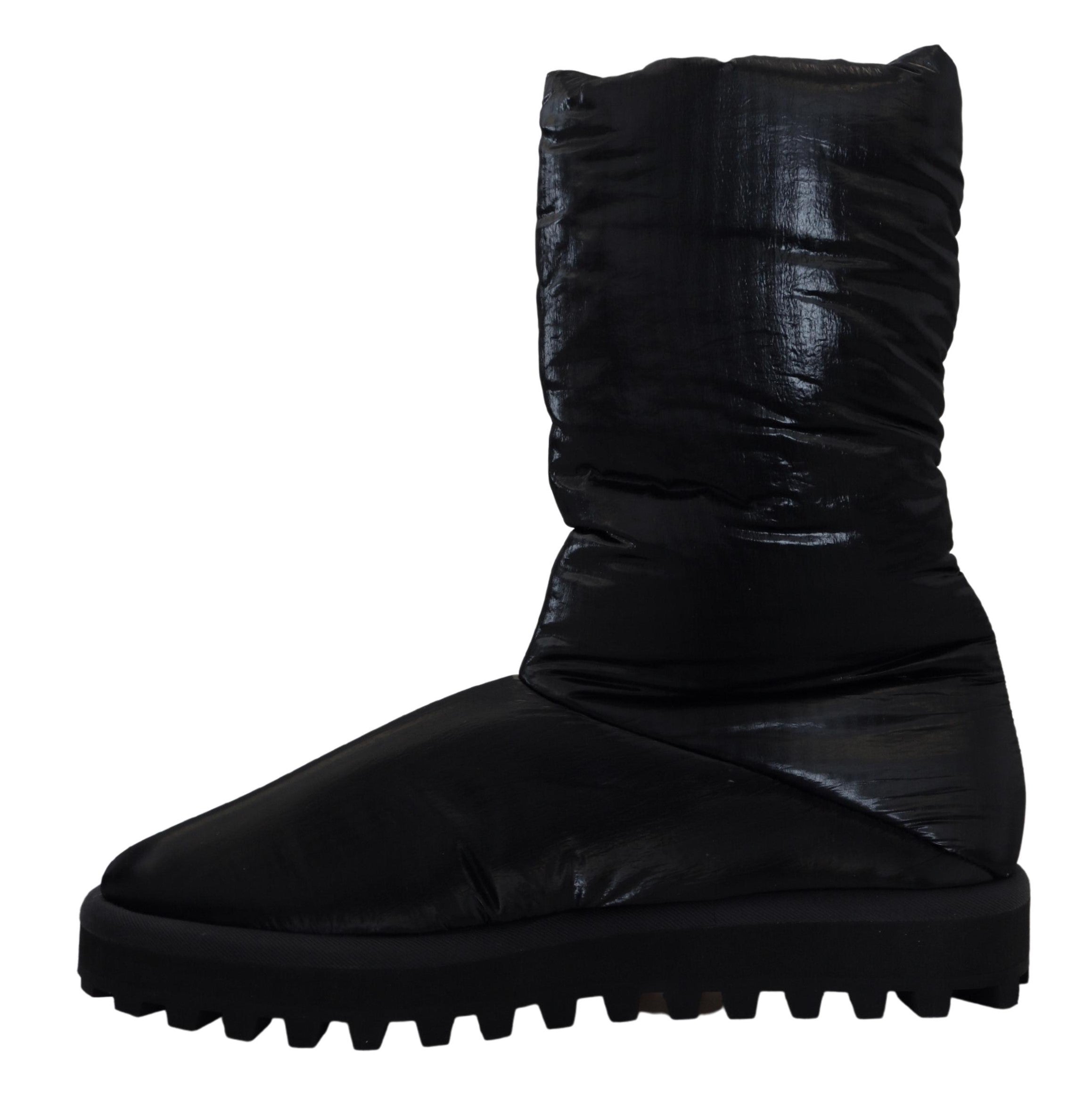 Dolce & Gabbana Elegante halbhohe Stiefel aus schwarzem Polyester
