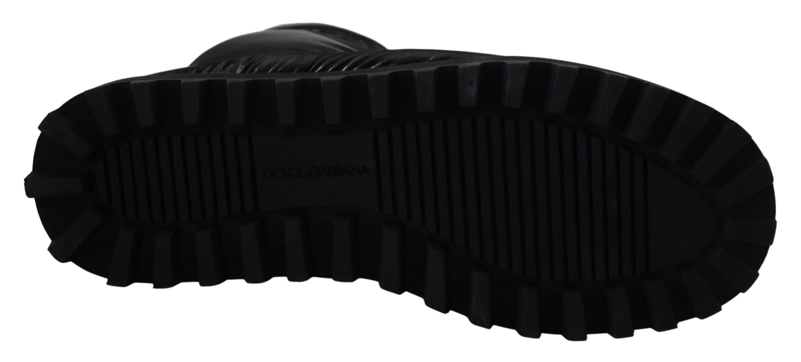 Dolce & Gabbana Elegante halbhohe Stiefel aus schwarzem Polyester