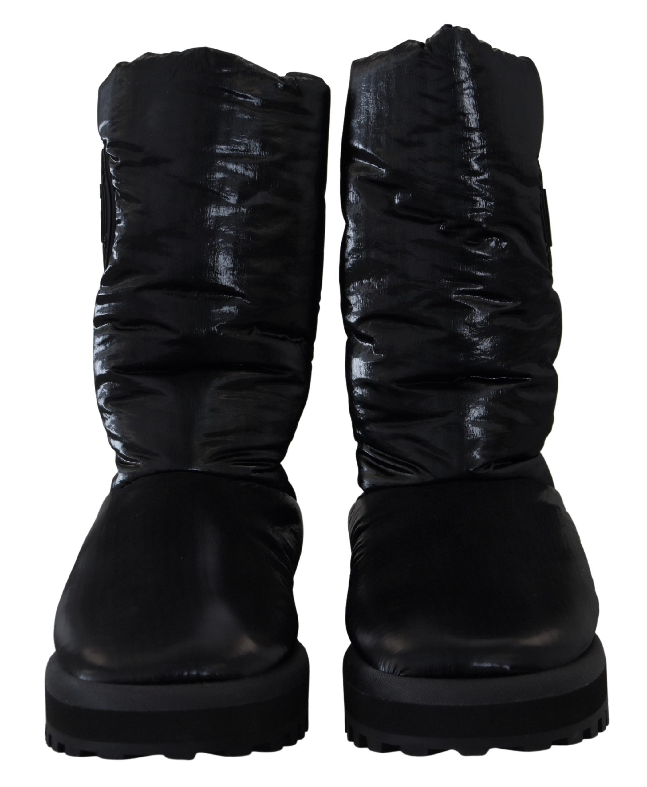 Dolce & Gabbana Elegante halbhohe Stiefel aus schwarzem Polyester