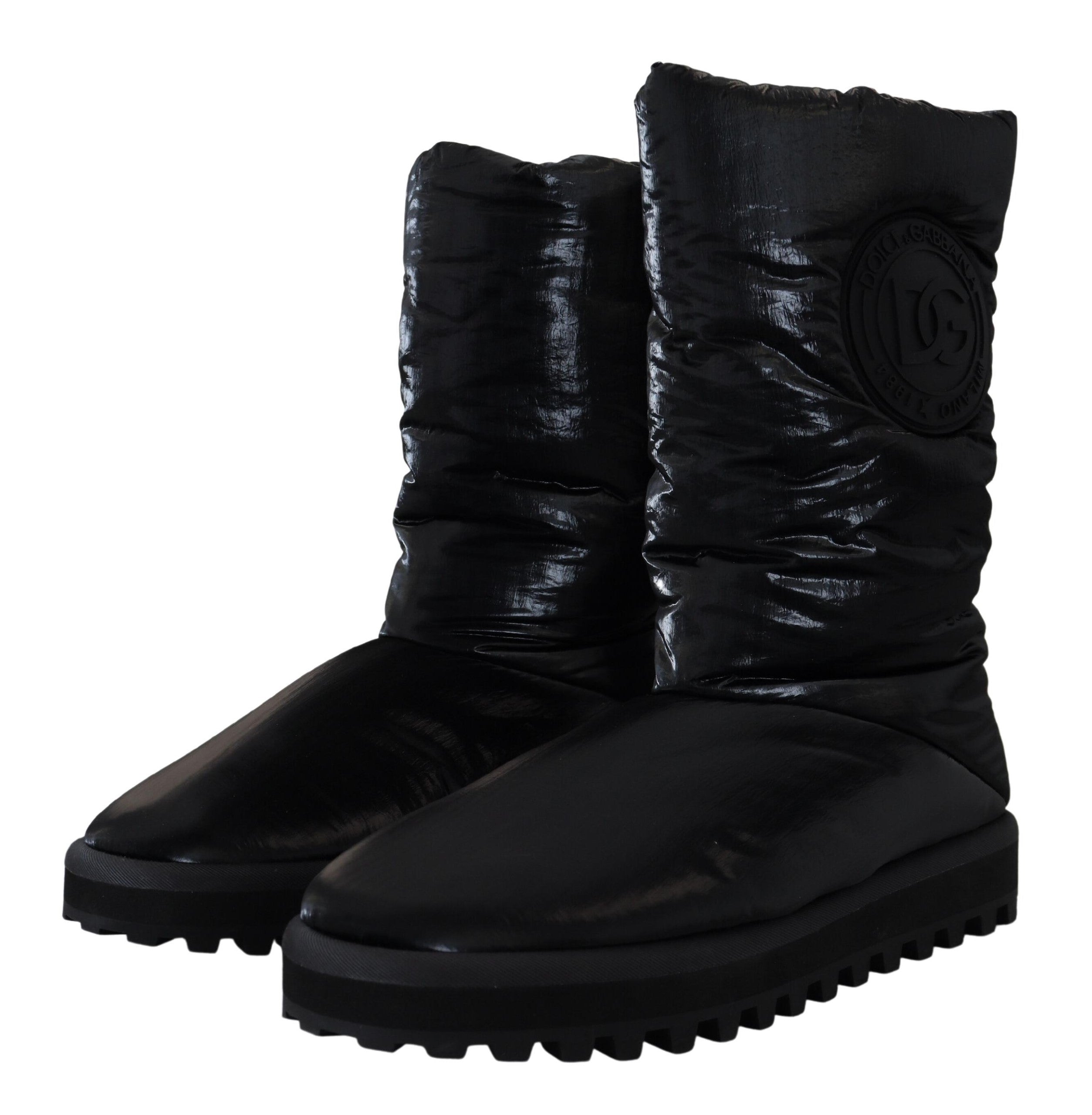 Dolce & Gabbana Elegante halbhohe Stiefel aus schwarzem Polyester