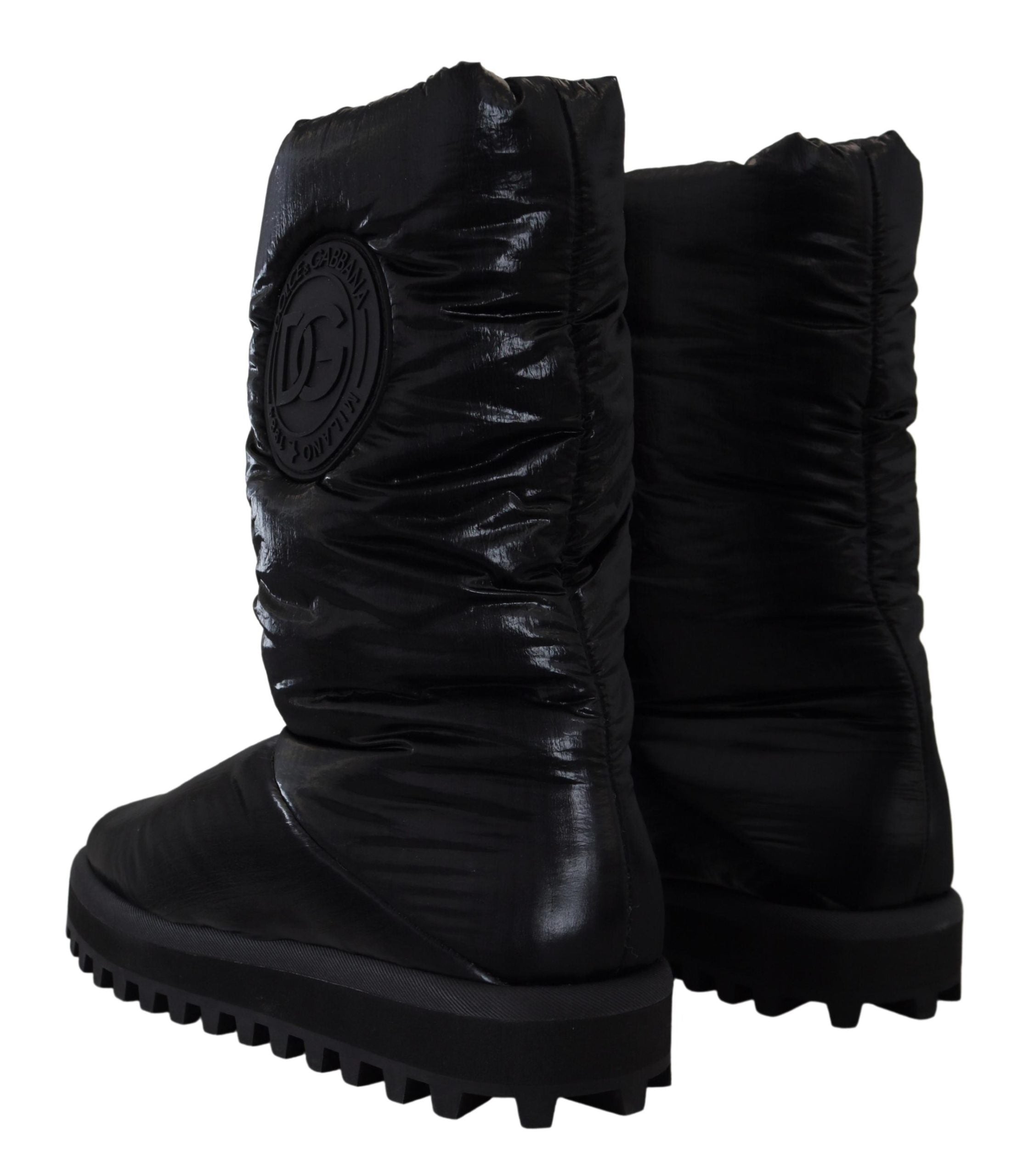 Dolce & Gabbana Elegante halbhohe Stiefel aus schwarzem Polyester