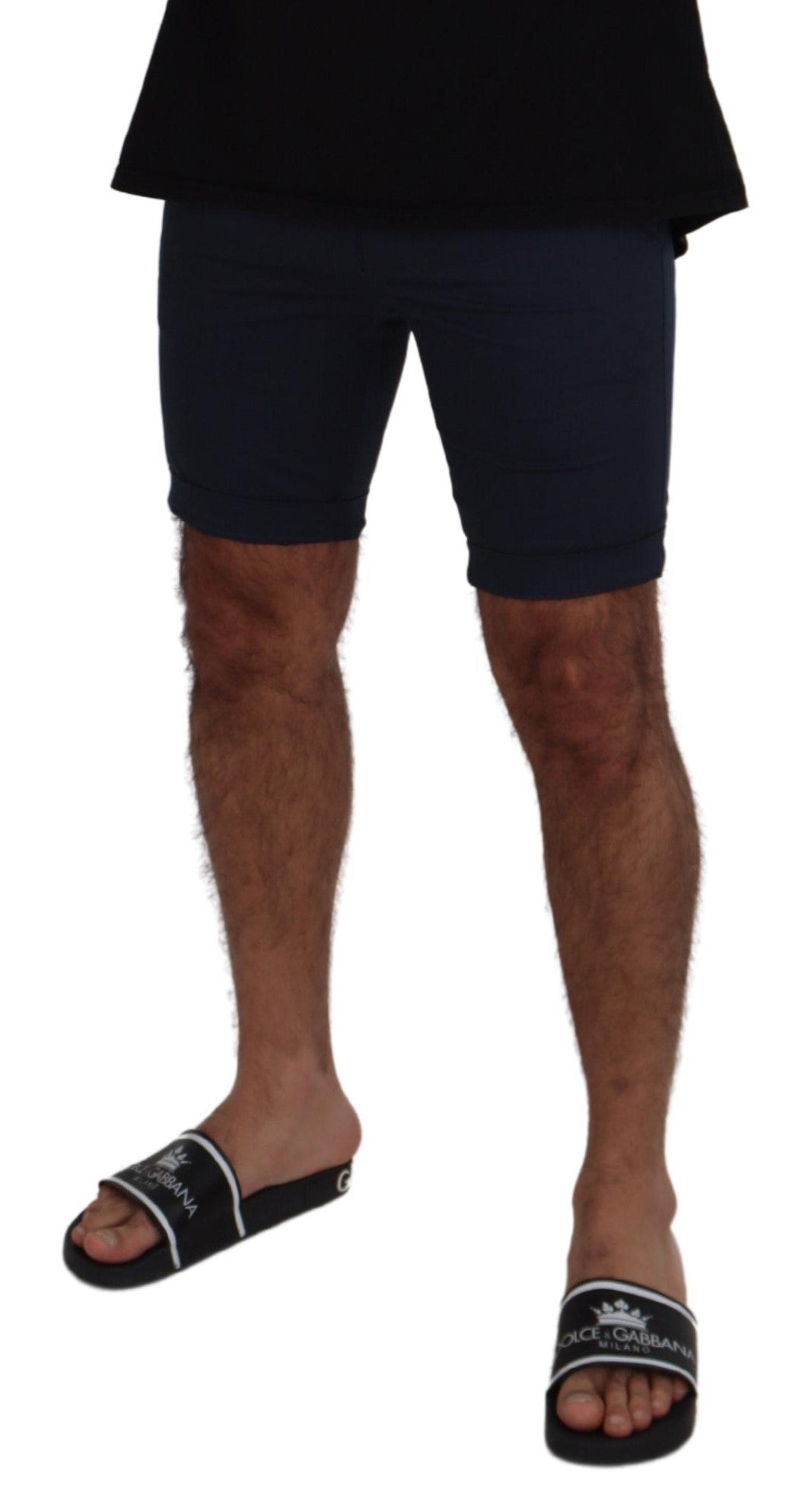 Pantaloni scurți eleganți din amestec de bumbac albastru Dolce & Gabbana