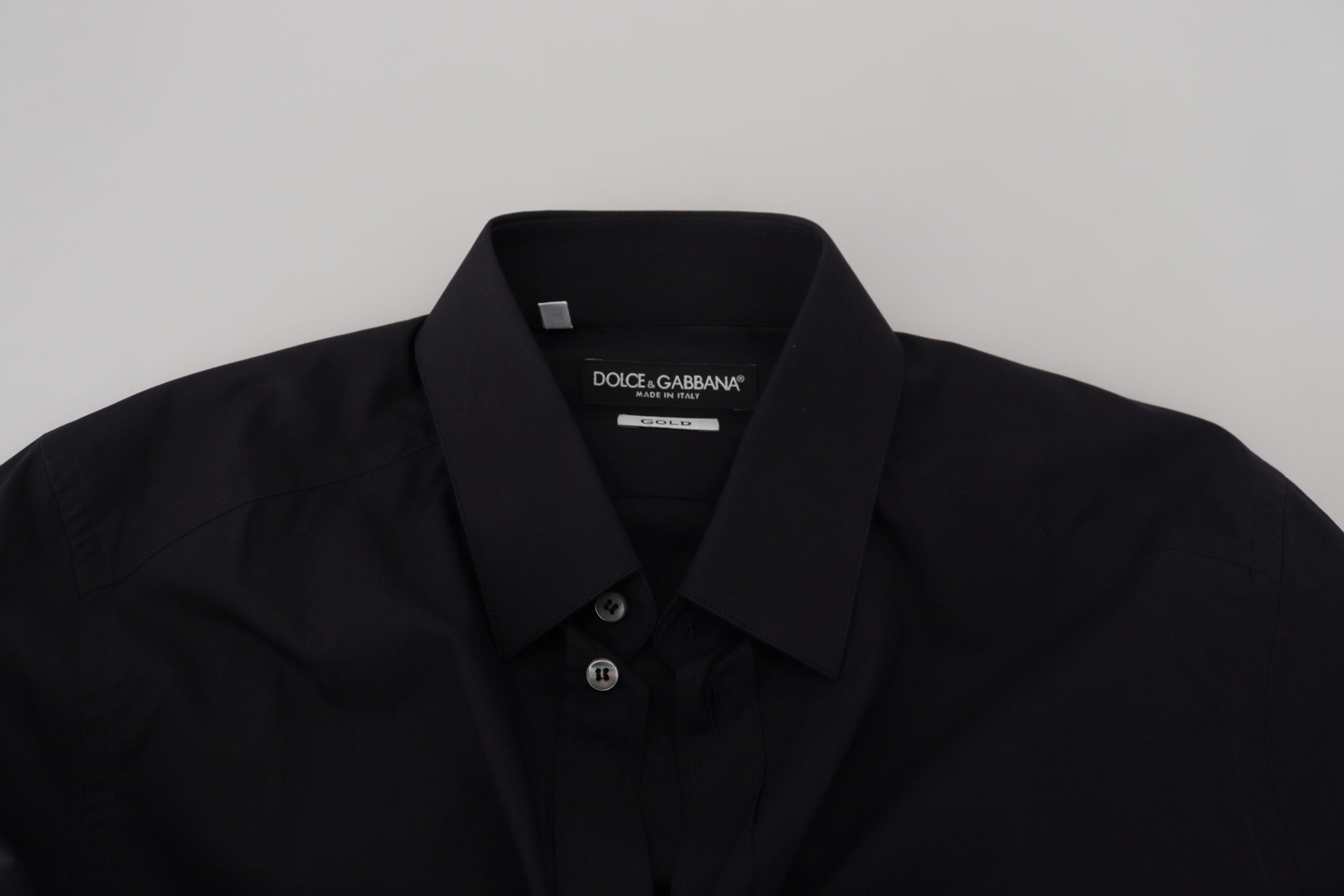 Dolce & Gabbana Elegantes Slim Fit Hemd aus schwarzer Baumwolle
