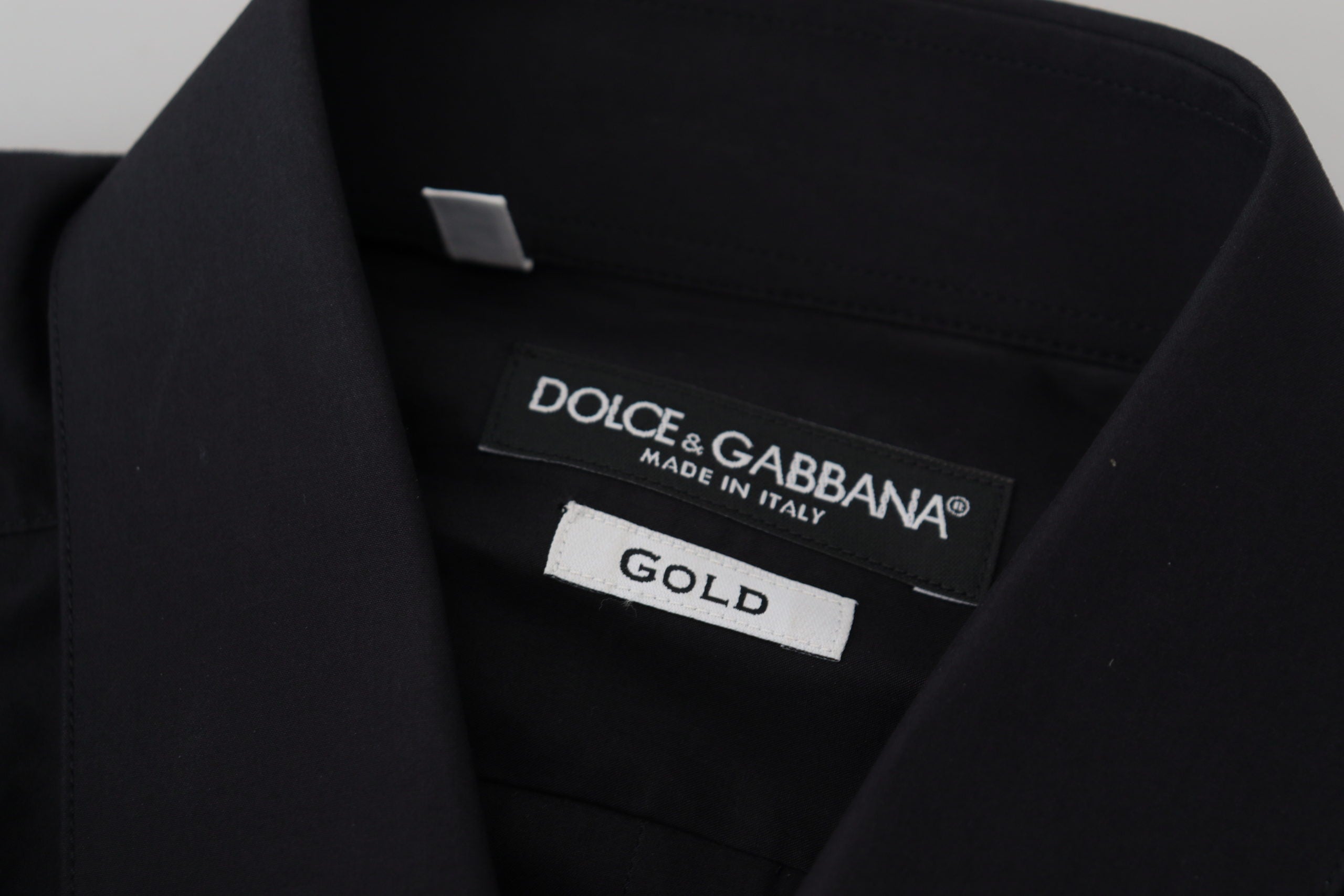 Dolce & Gabbana Elegantes Slim Fit Hemd aus schwarzer Baumwolle