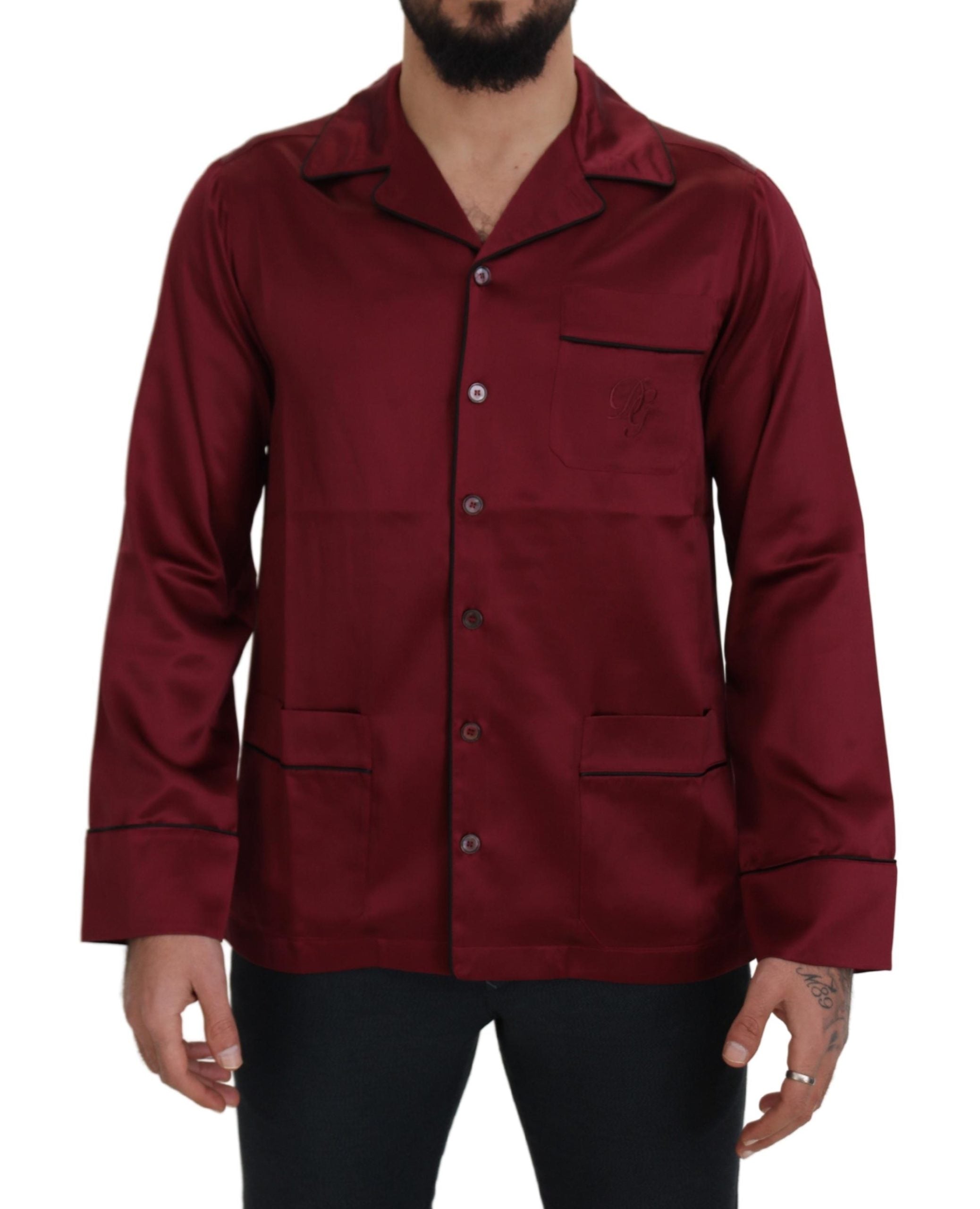 Eleganter roter Nachthemd-Pyjama aus Seide von Dolce & Gabbana