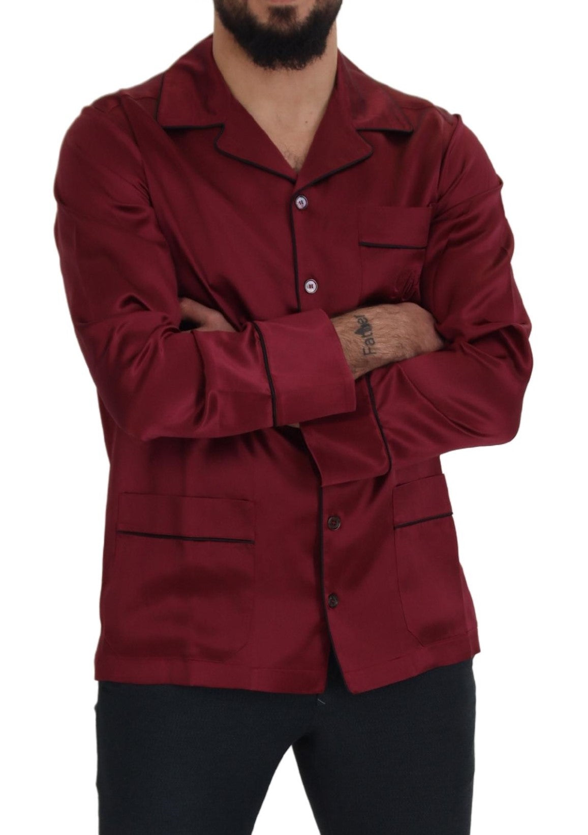 Eleganter roter Nachthemd-Pyjama aus Seide von Dolce & Gabbana