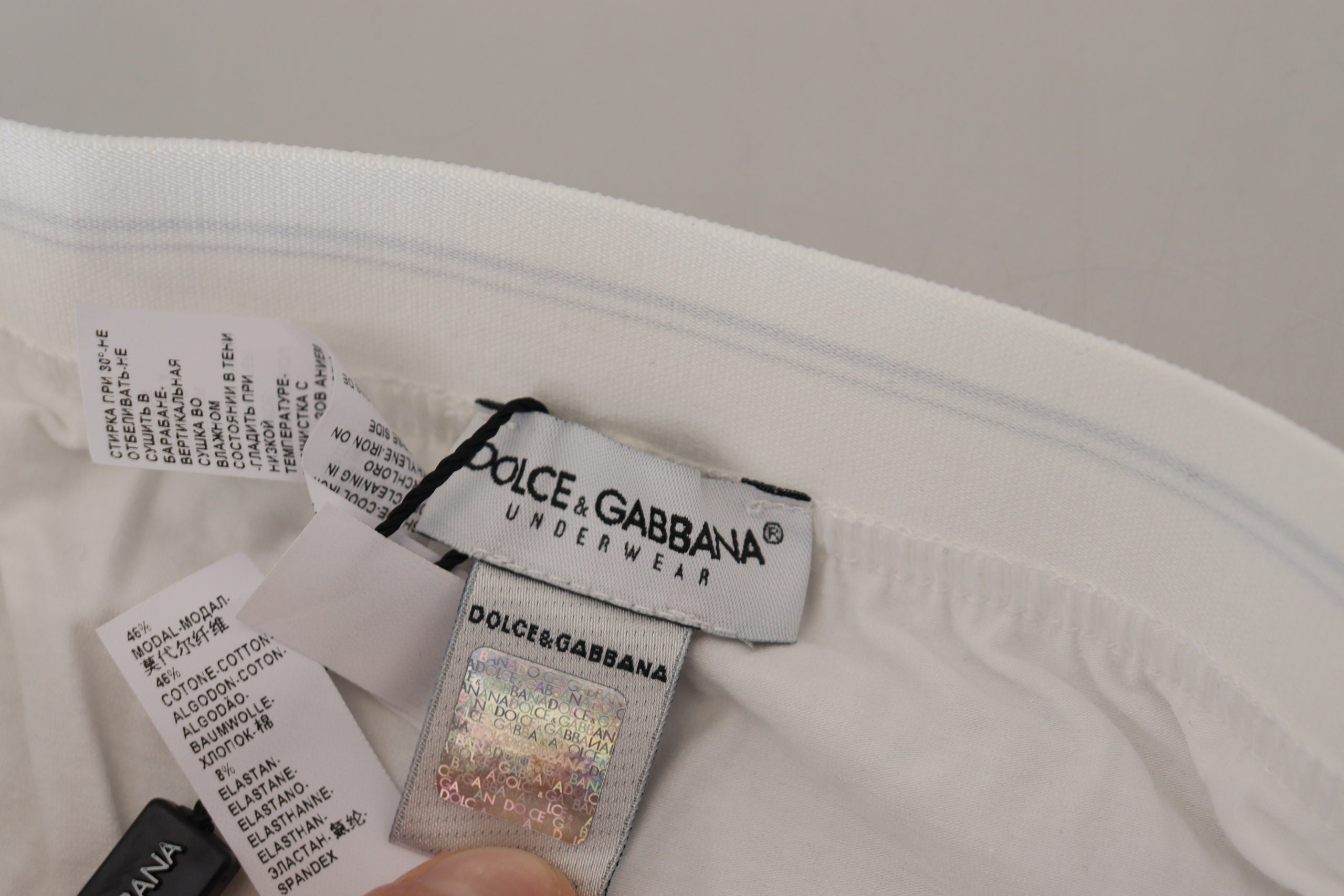Dolce & Gabbana Pantaloni scurți boxer eleganți din amestec de bumbac alb
