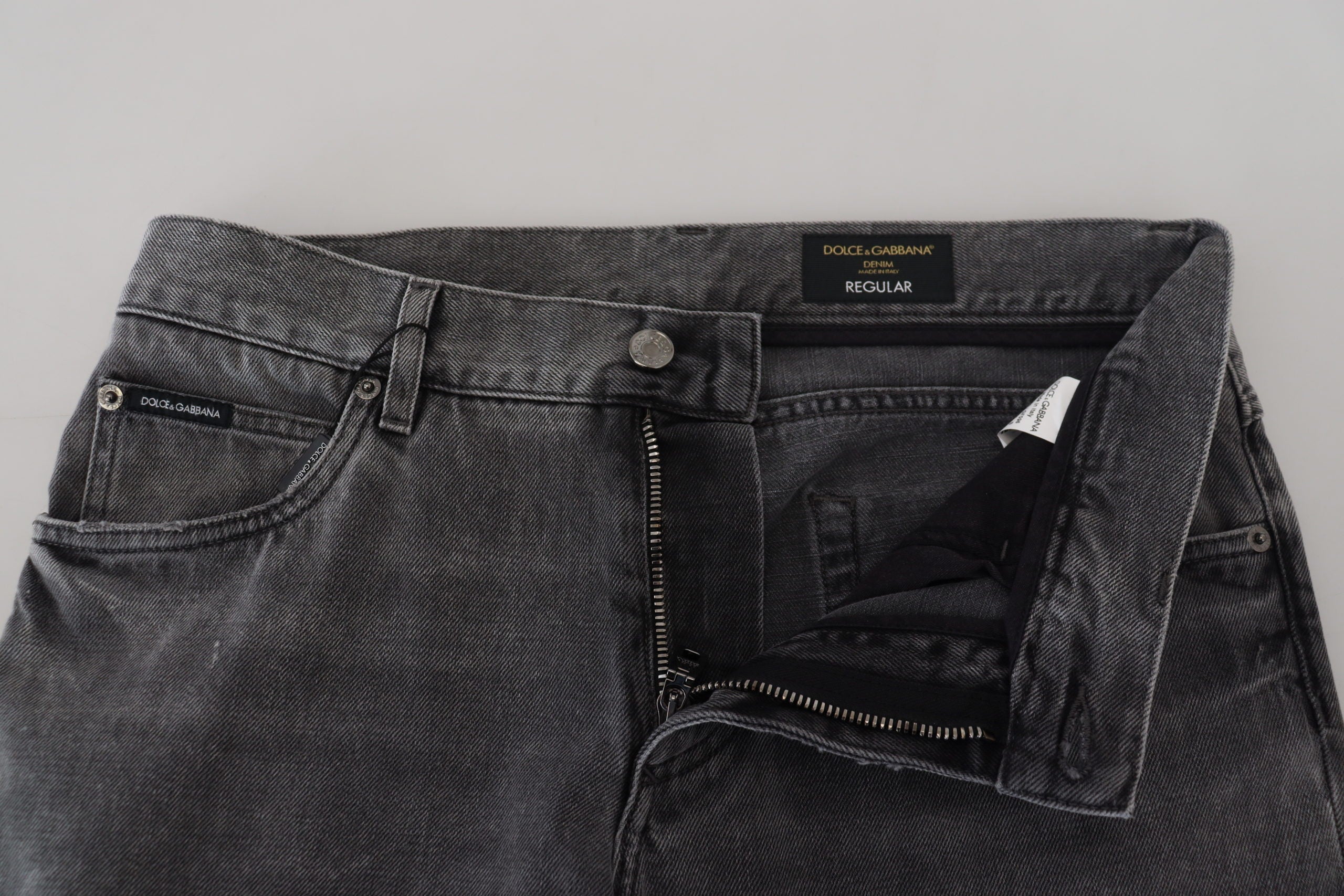 Dolce & Gabbana Eleganter grau karierter Denim-Schatz