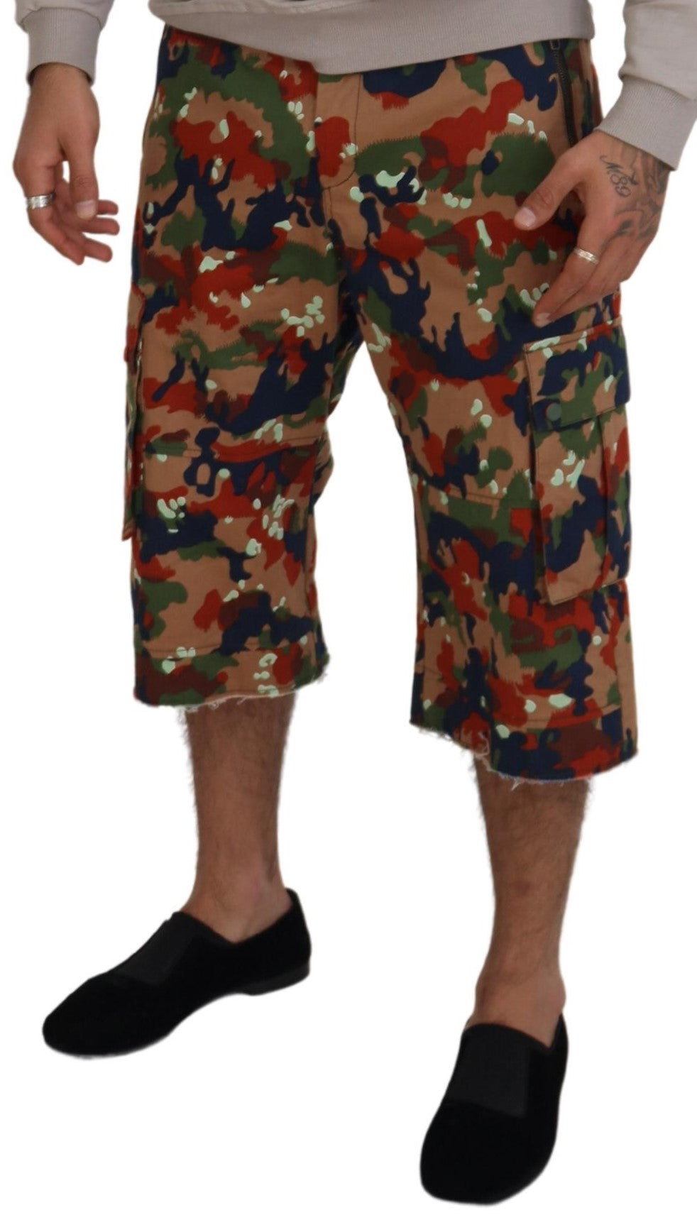Pantaloni scurți cargo multicolori de designer italian Dolce & Gabbana