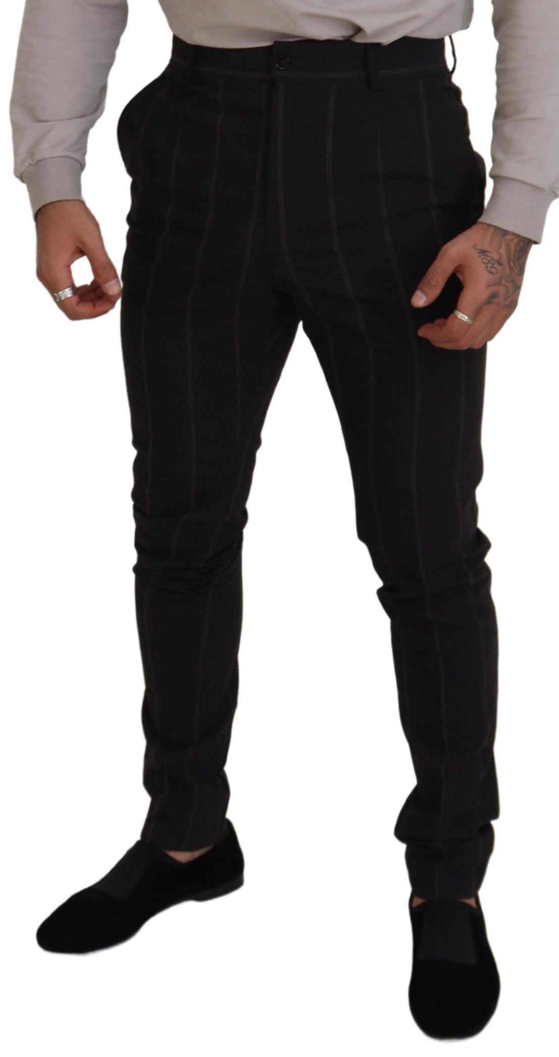 Dolce & Gabbana Elegante schwarz gestreifte Chinohose