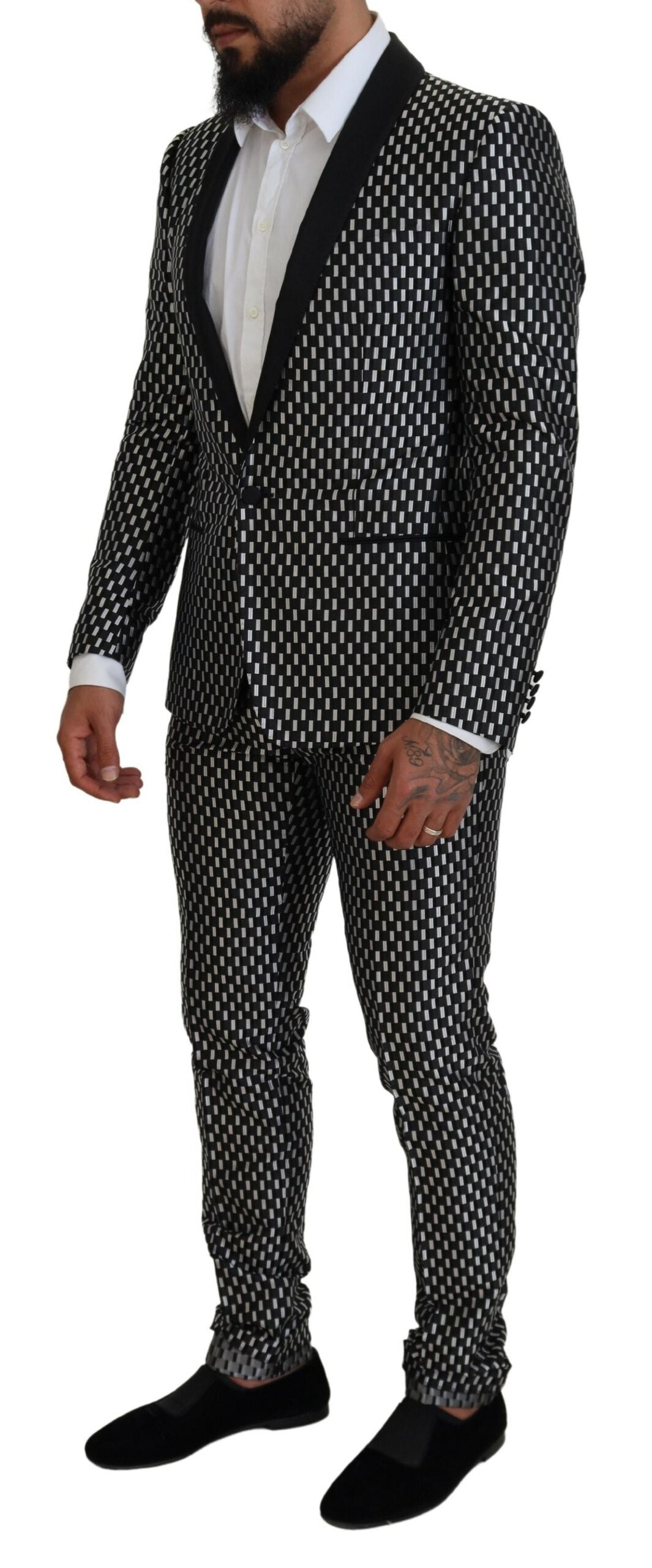 Dolce & Gabbana Eleganter Slim Fit-Anzug aus schwarzer Seidenmischung