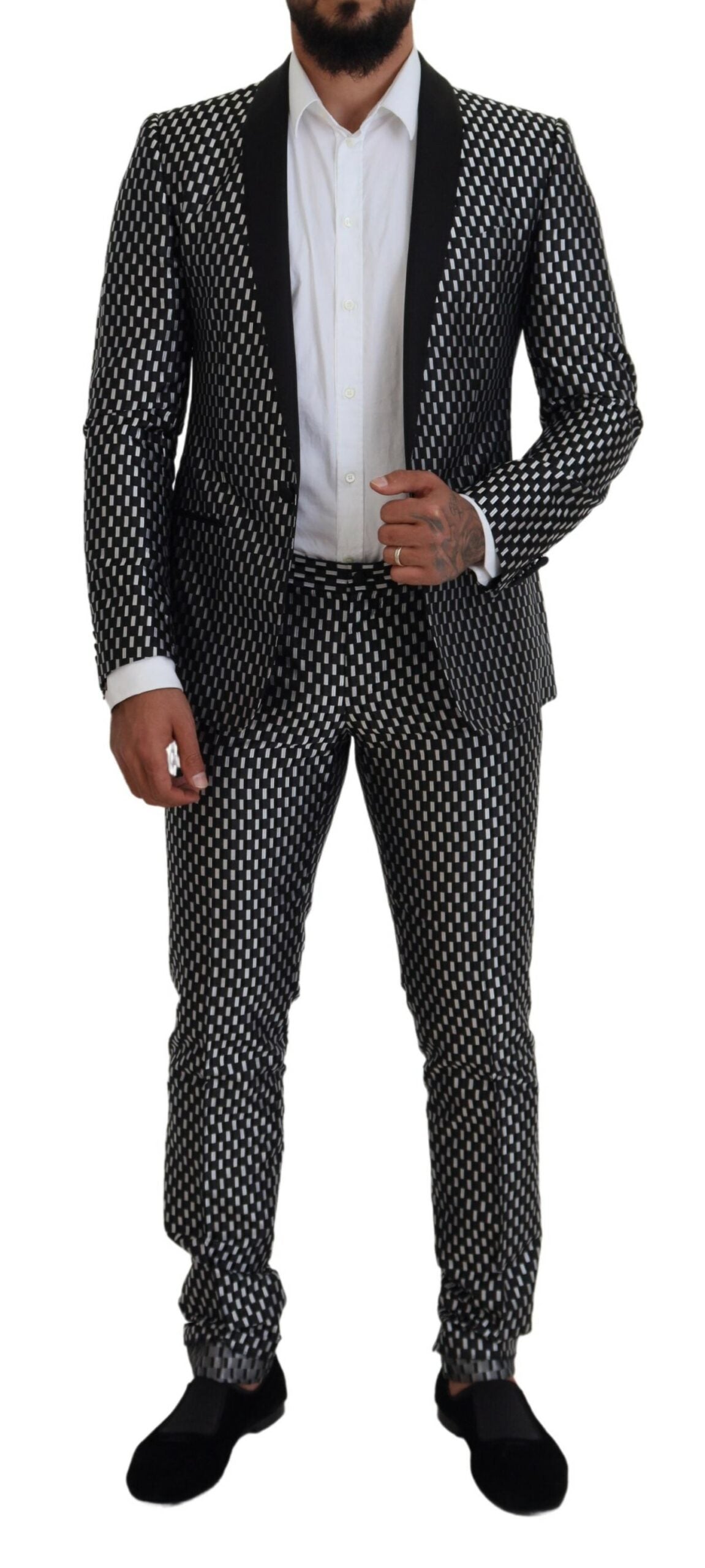 Dolce & Gabbana Eleganter Slim Fit-Anzug aus schwarzer Seidenmischung