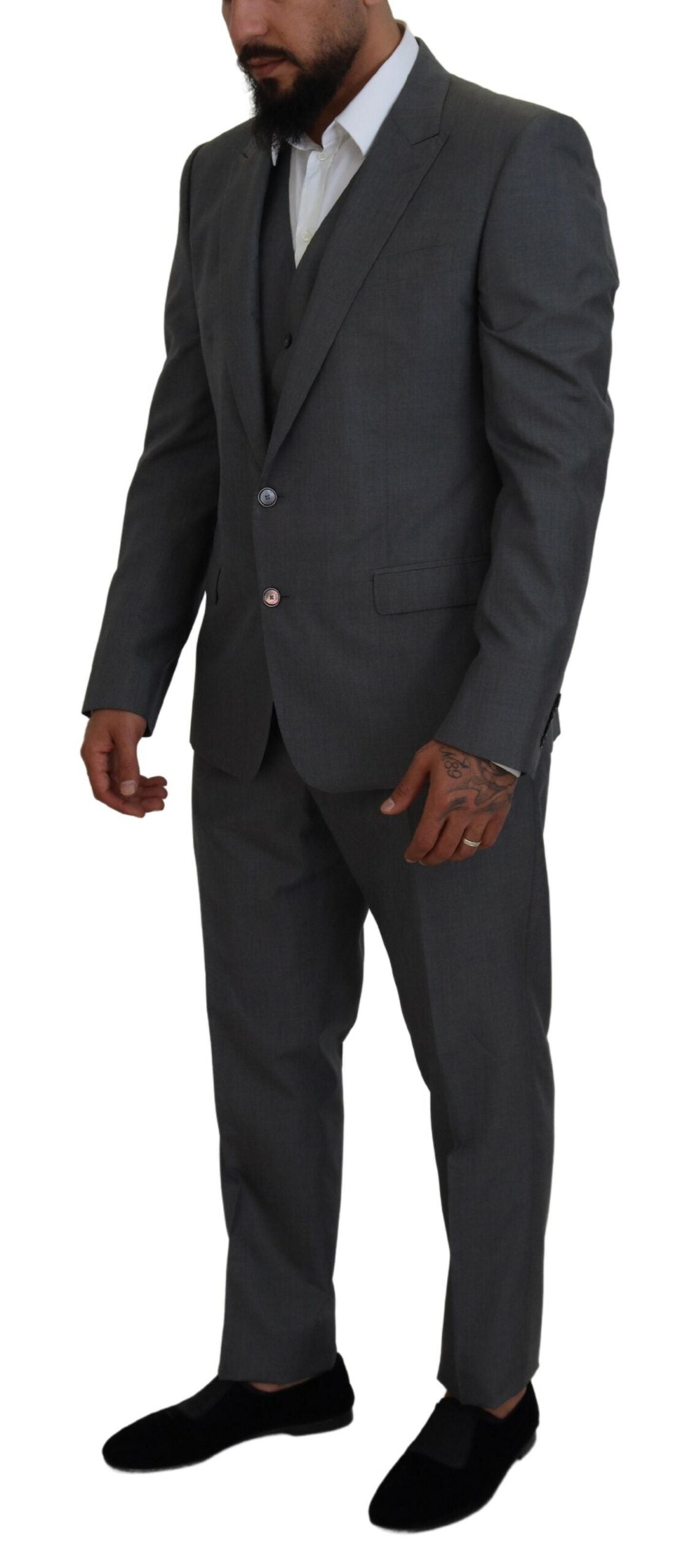 Dolce & Gabbana – Eleganter, dreiteiliger Martini-Anzug in Slim Fit, Silber