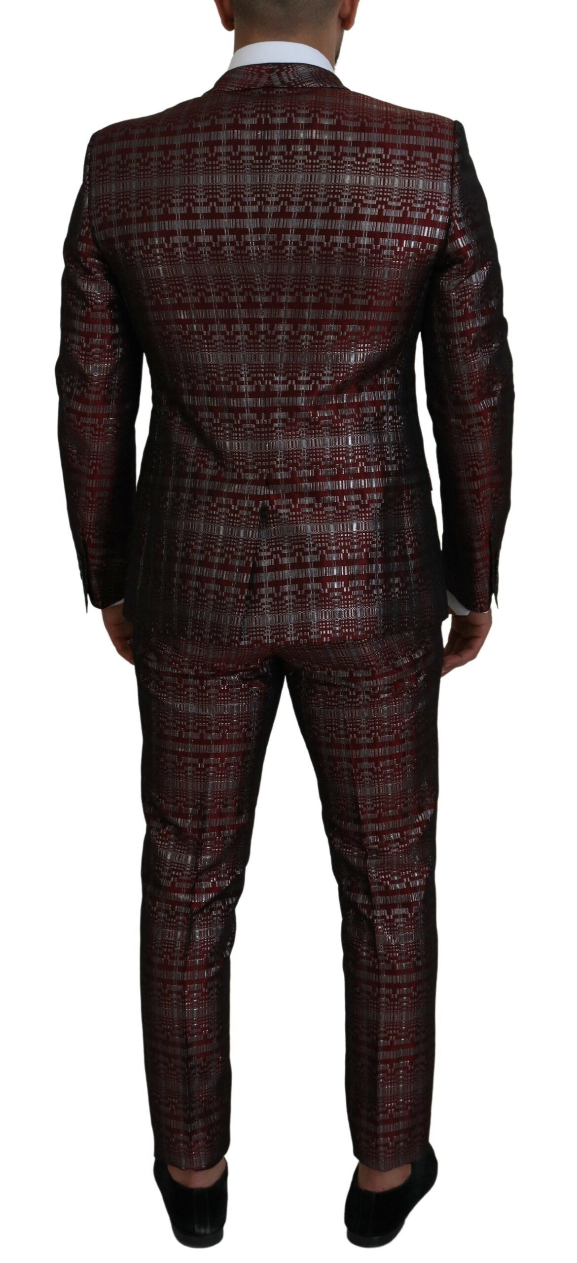 Dolce & Gabbana Bordeaux Fantasy Slim Fit Zweiteiliger Anzug