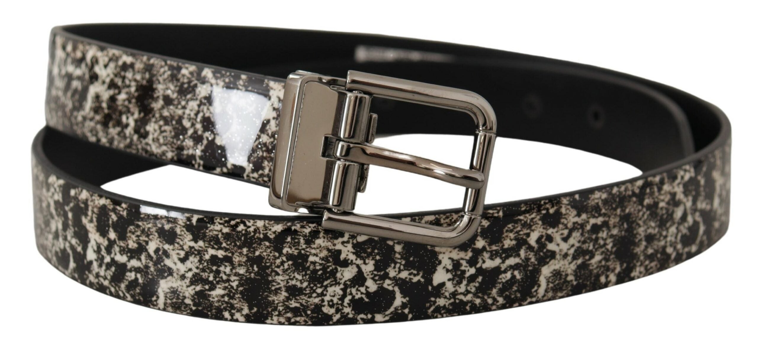 Curea elegantă din piele cu imprimeu marmorat negru Dolce & Gabbana