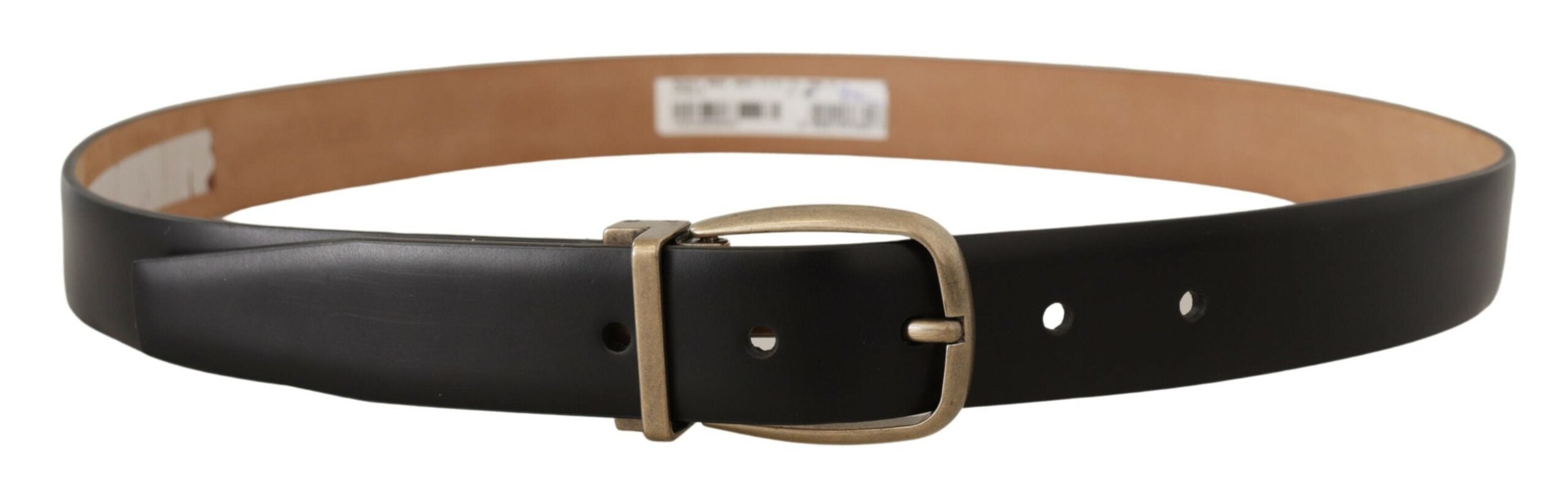 Curea elegantă din piele neagră Dolce & Gabbana cu cataramă metalică