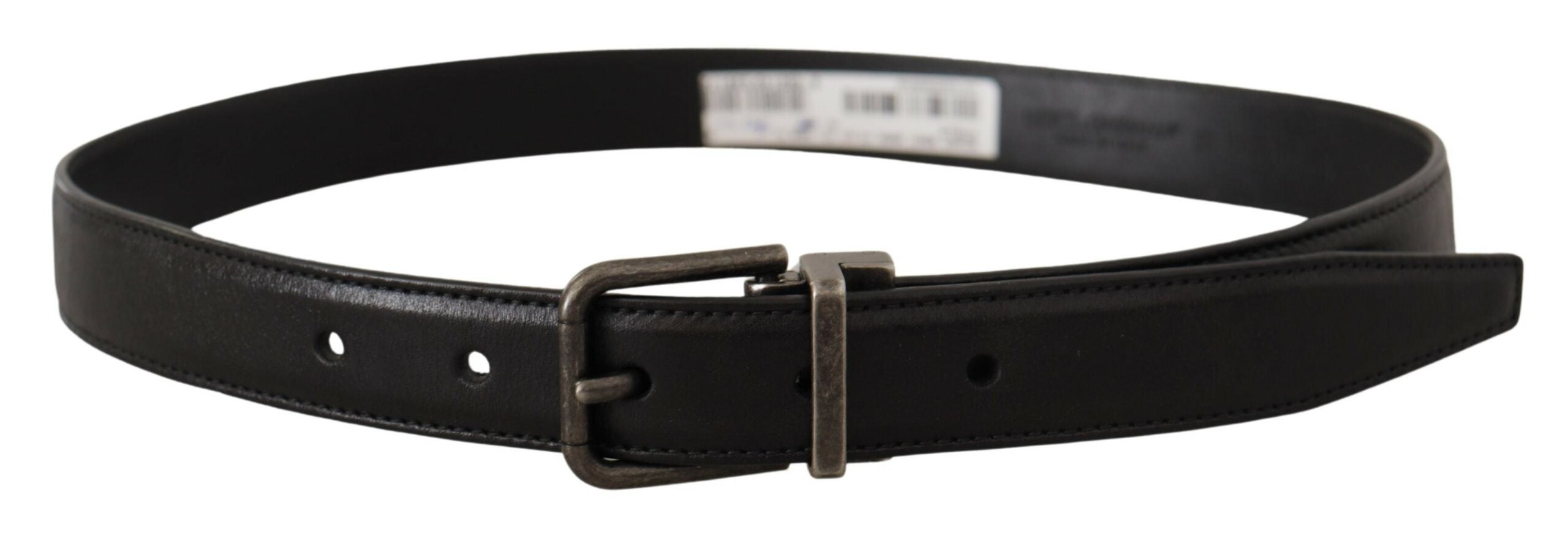 Curea elegantă din piele neagră Dolce & Gabbana cu cataramă metalică