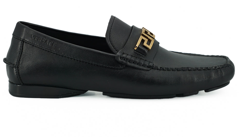 Mocasini Versace Elegant Black Calf Leather pentru bărbați