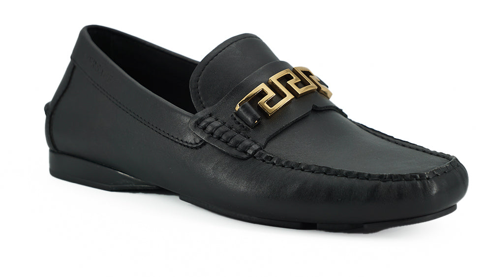Mocasini Versace Elegant Black Calf Leather pentru bărbați