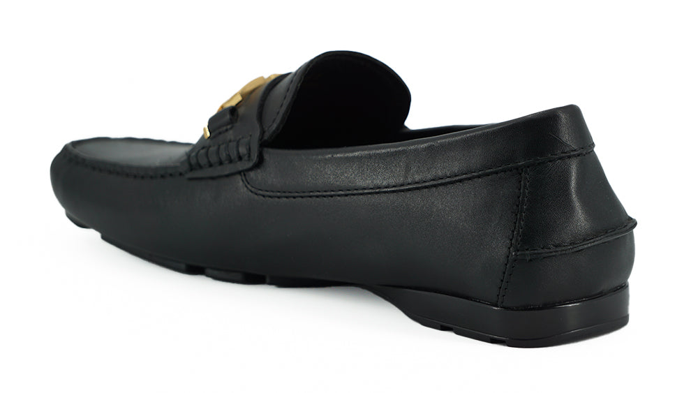 Mocasini Versace Elegant Black Calf Leather pentru bărbați