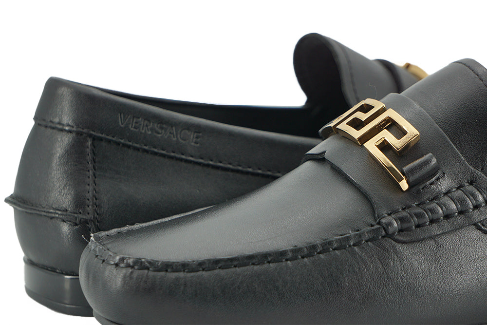 Mocasini Versace Elegant Black Calf Leather pentru bărbați