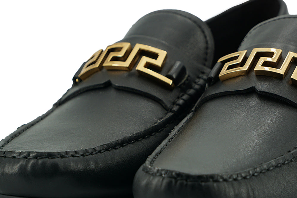 Mocasini Versace Elegant Black Calf Leather pentru bărbați