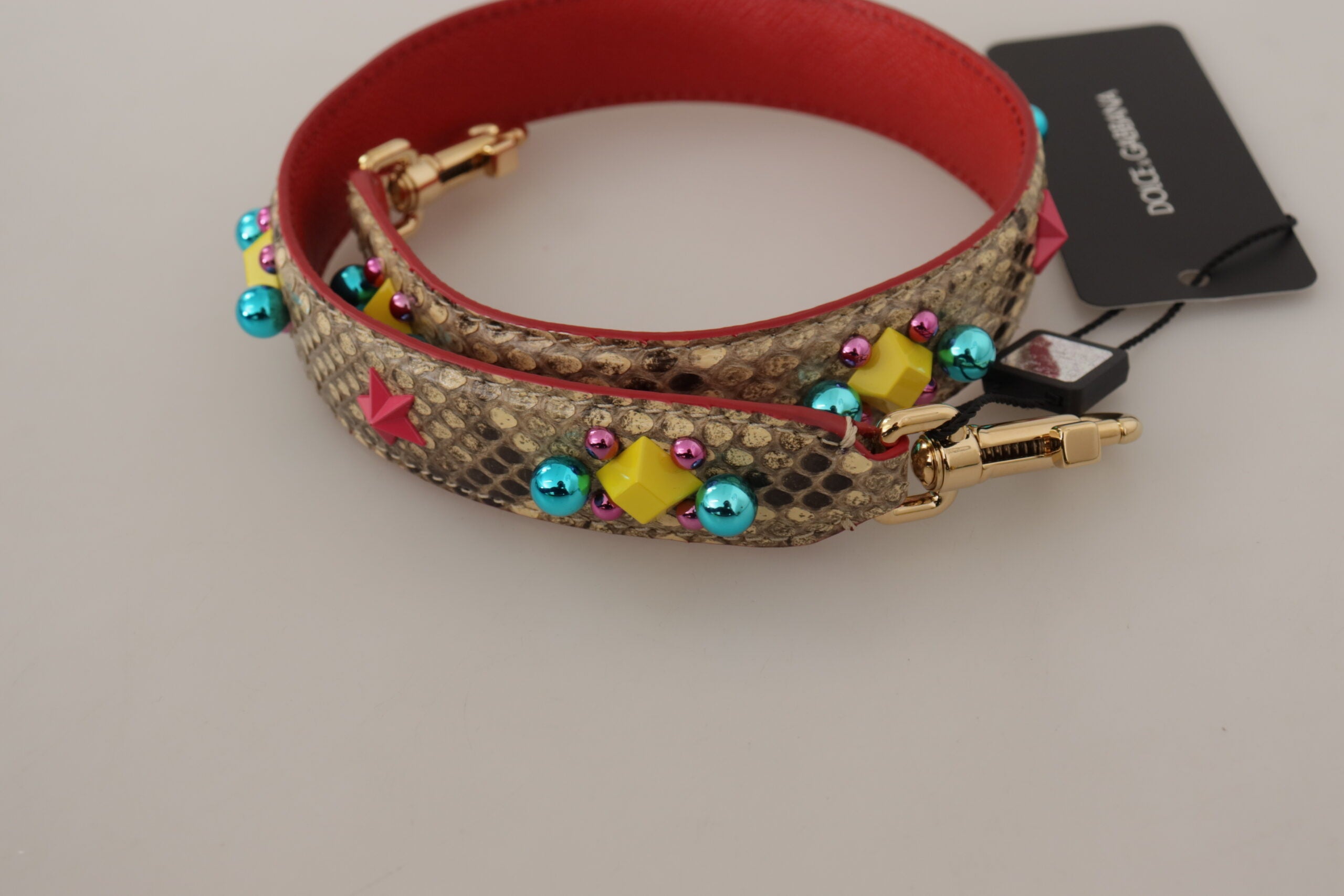 Geantă Dolce & Gabbana Exquisite Bej Python, curea din piele