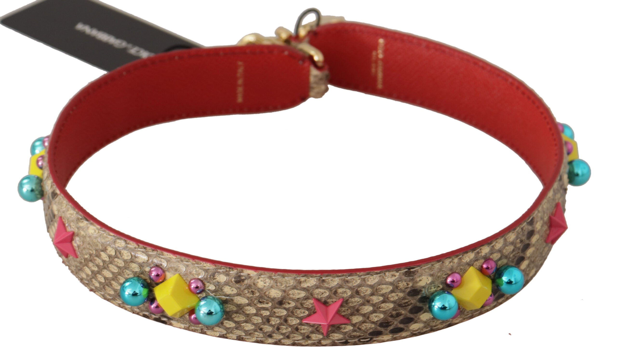 Geantă Dolce & Gabbana Exquisite Bej Python, curea din piele