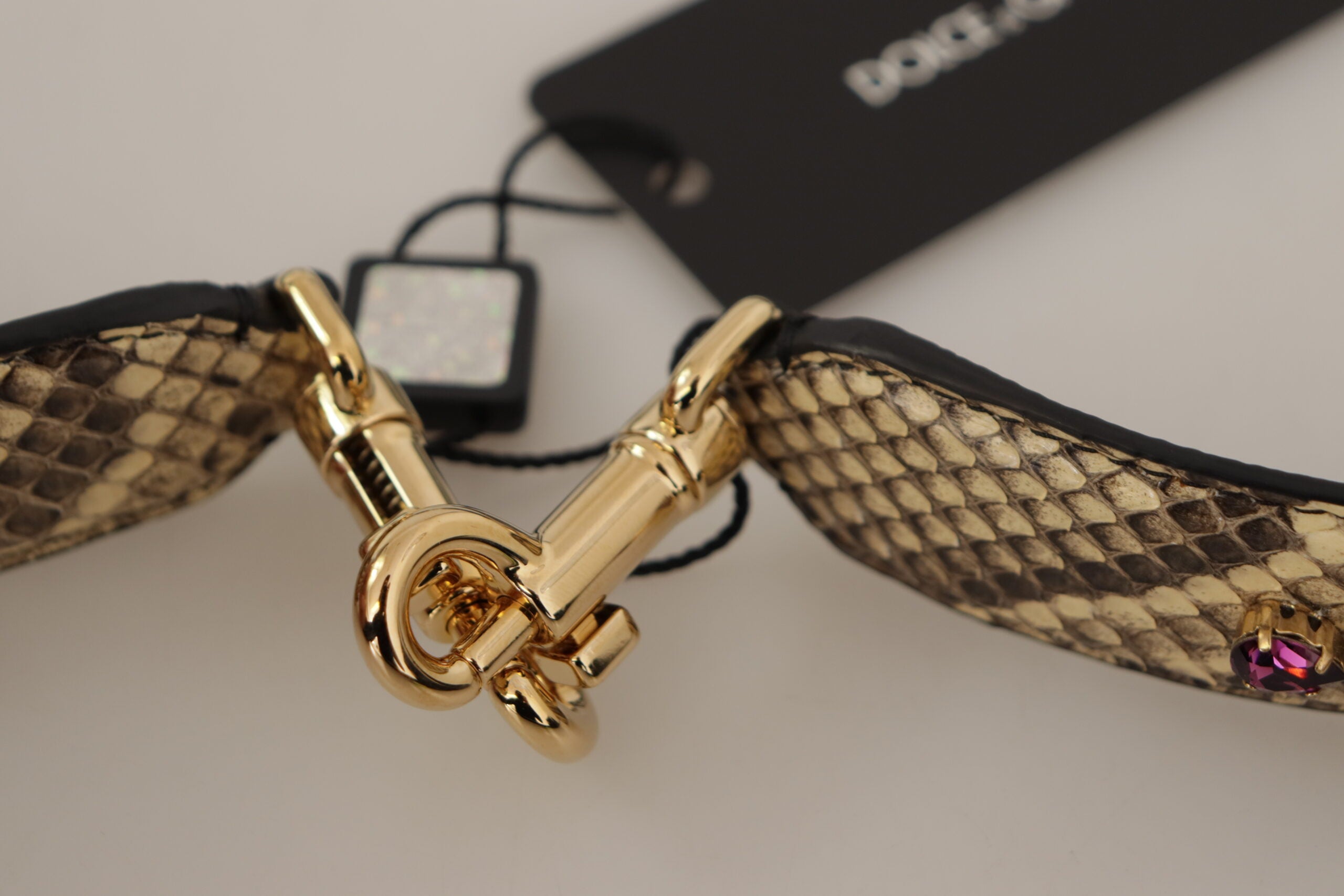 Curea de umăr elegantă din piele bej piton Dolce & Gabbana