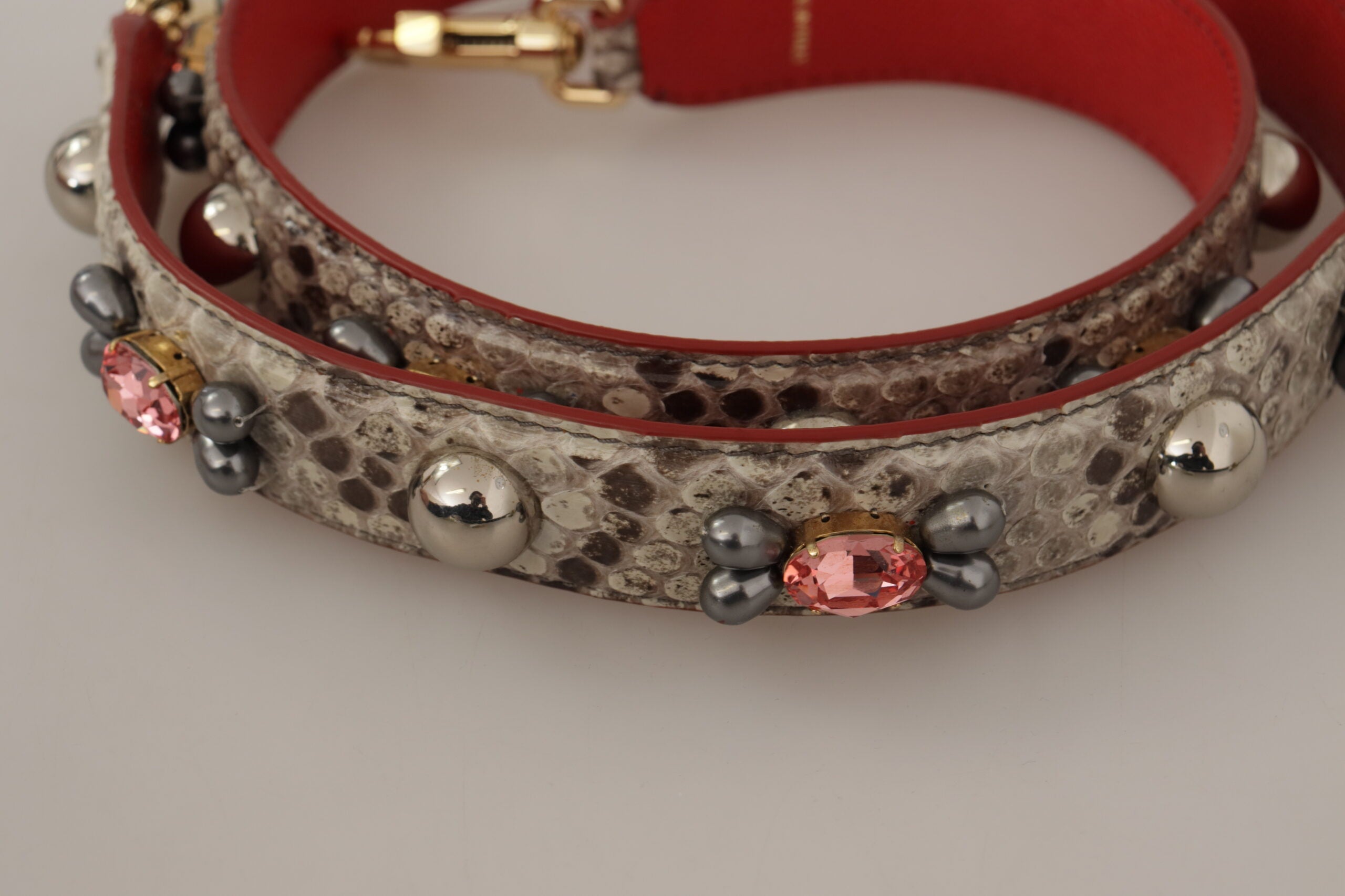 Geantă Dolce & Gabbana curea din piele piton opulentă bej