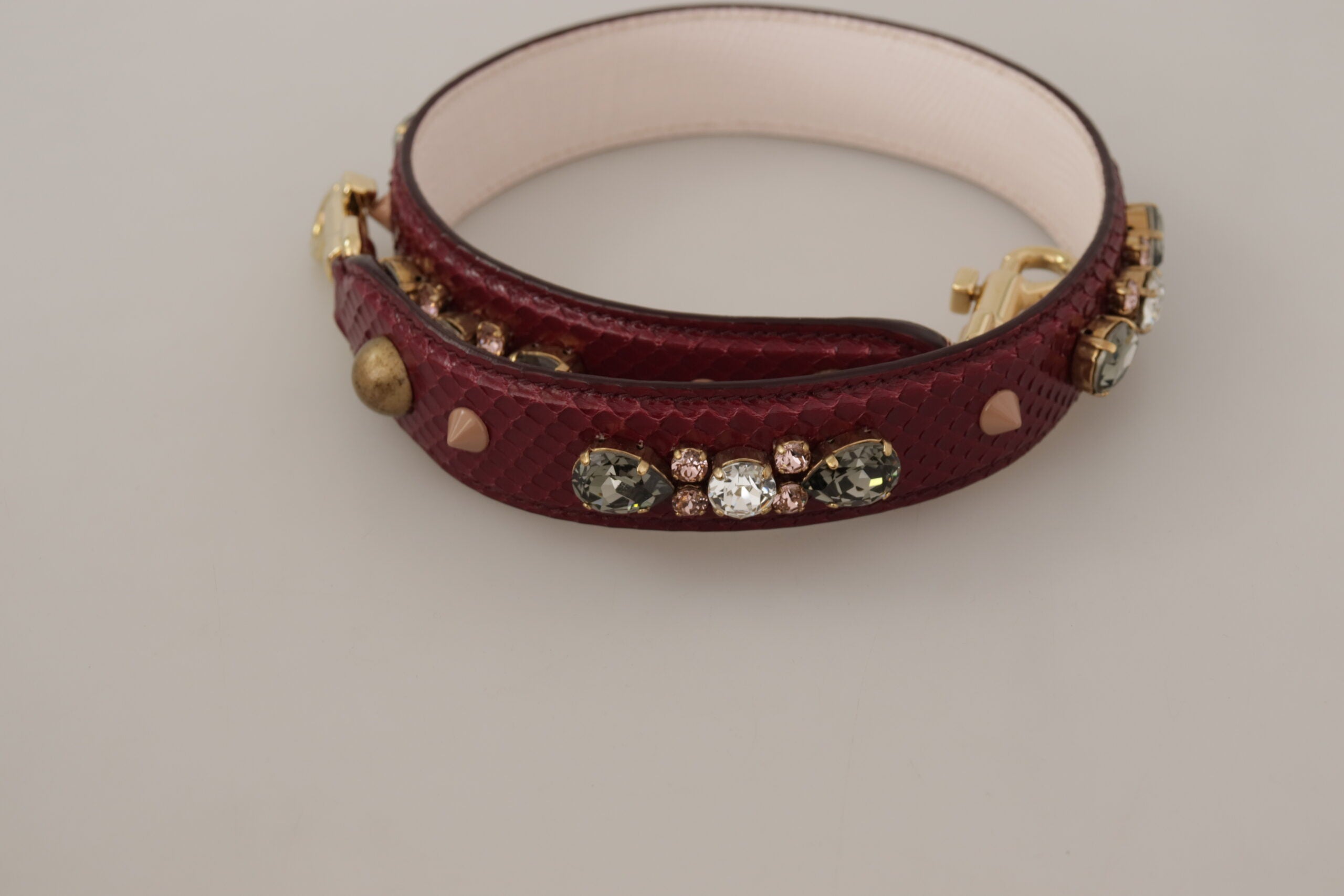 Geantă elegantă Dolce & Gabbana din piele de piton cu curea în culoarea bordeaux
