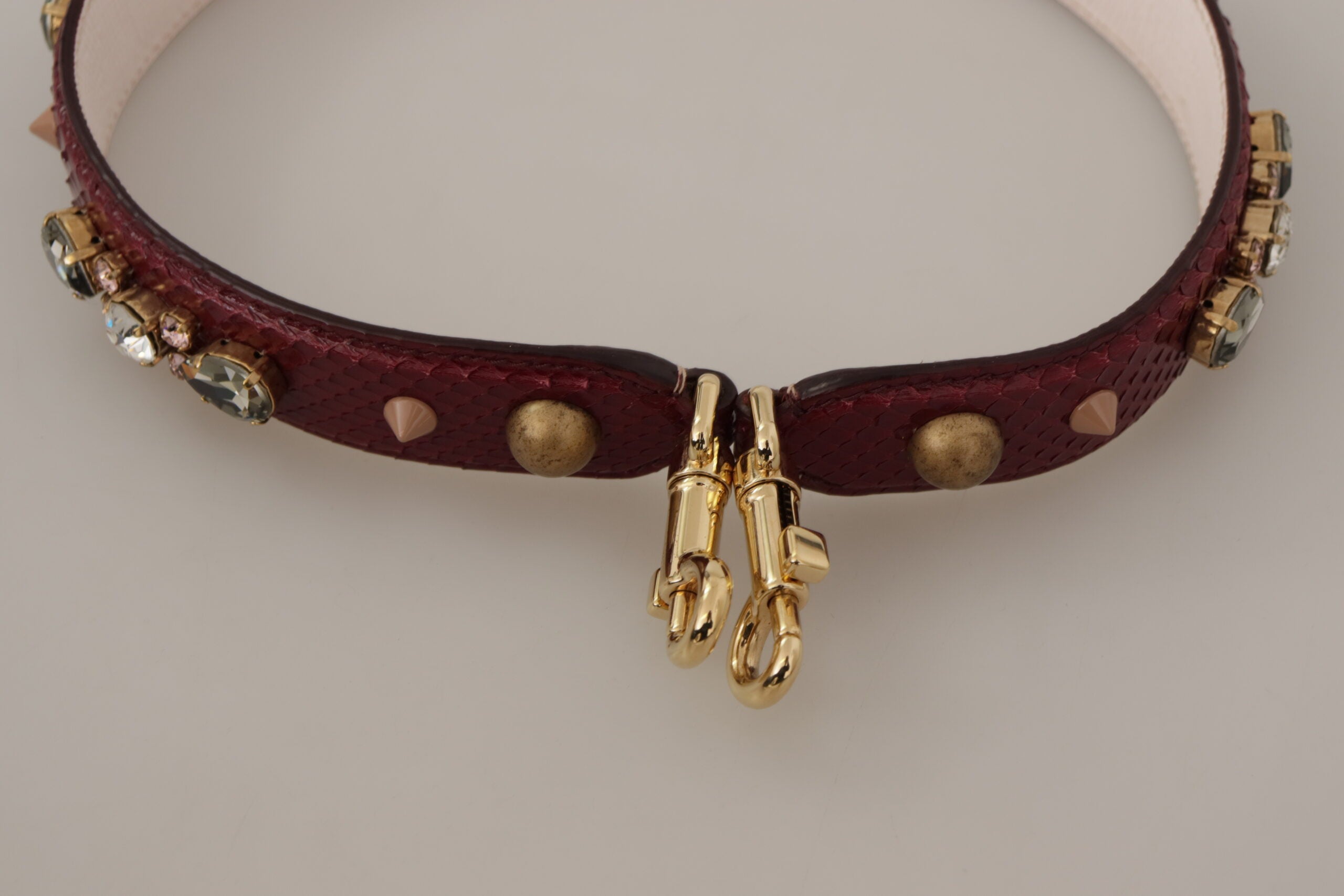 Geantă elegantă Dolce & Gabbana din piele de piton cu curea în culoarea bordeaux