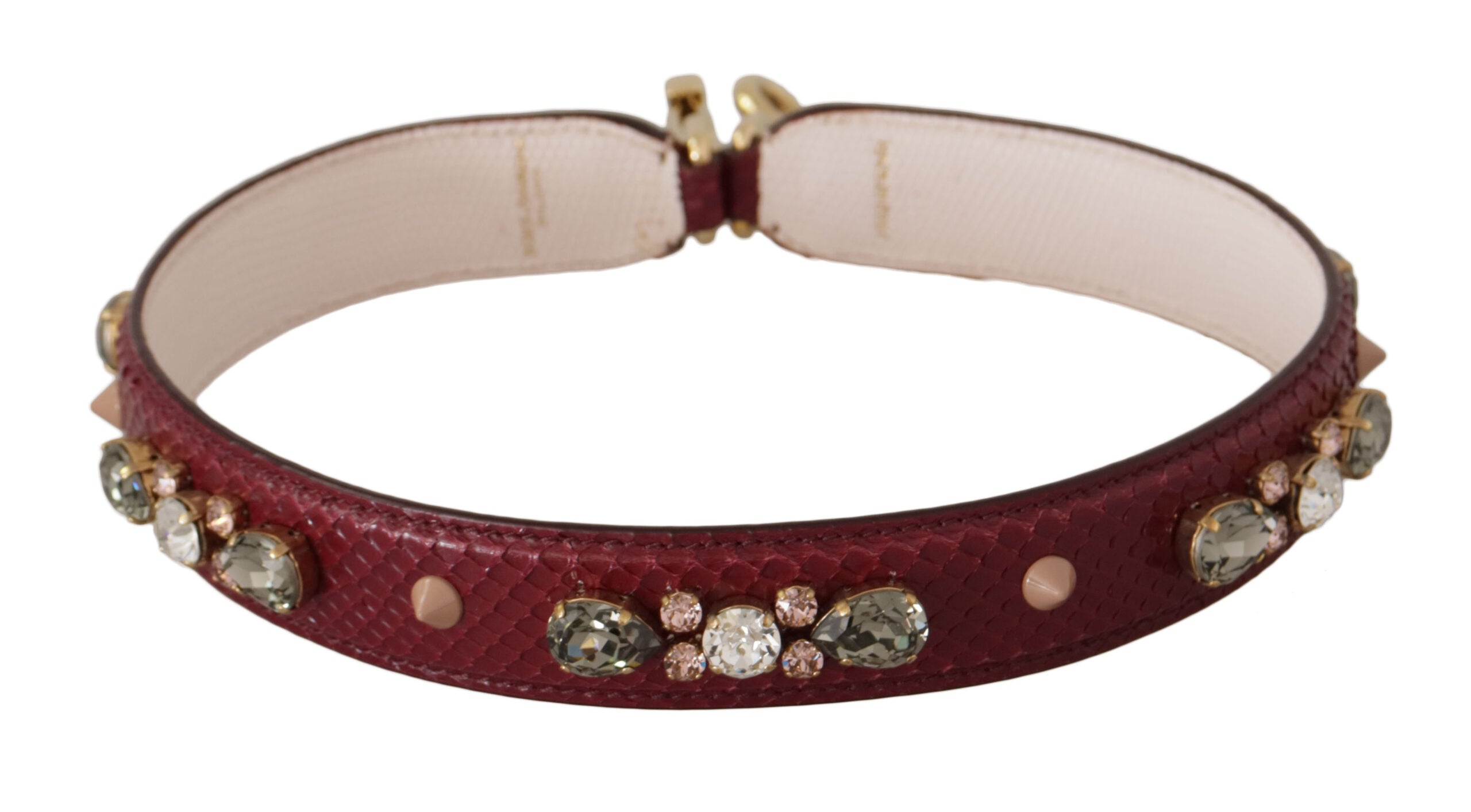 Geantă elegantă Dolce & Gabbana din piele de piton cu curea în culoarea bordeaux