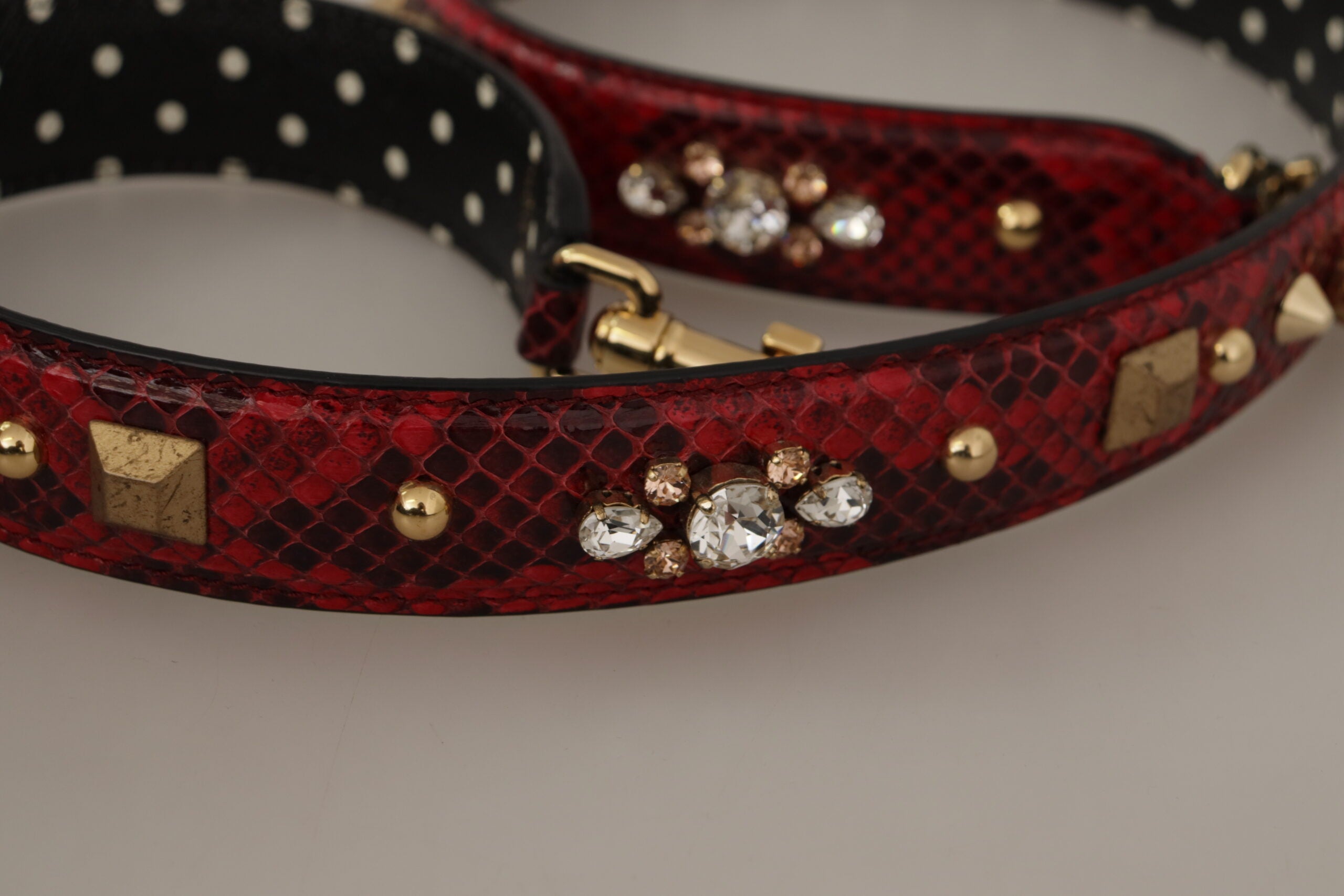 Geantă de umăr Dolce & Gabbana din piele roșie cu curea din piton