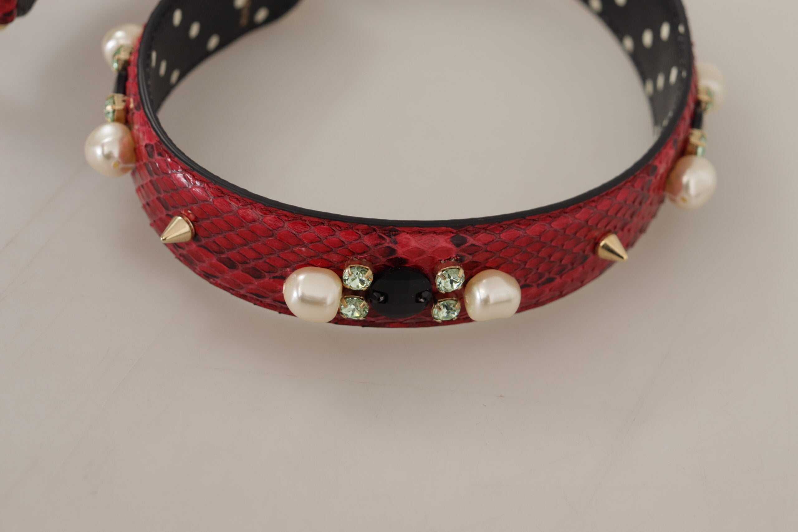 Curea de umăr elegantă din piele roșie de piton Dolce & Gabbana