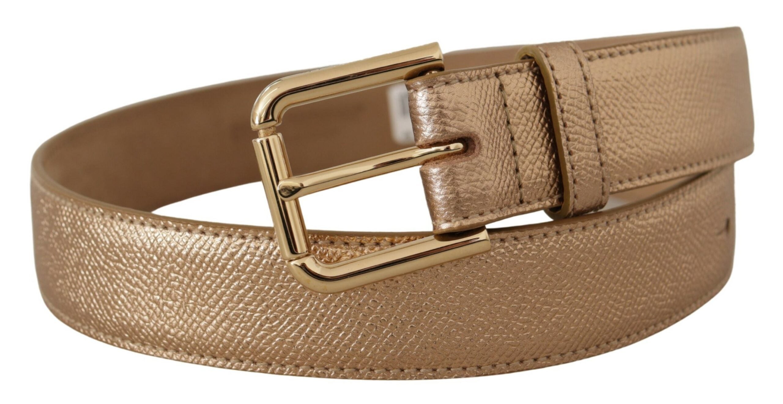 Curea Dolce & Gabbana Chic din piele aurie roz cu cataramă cu logo