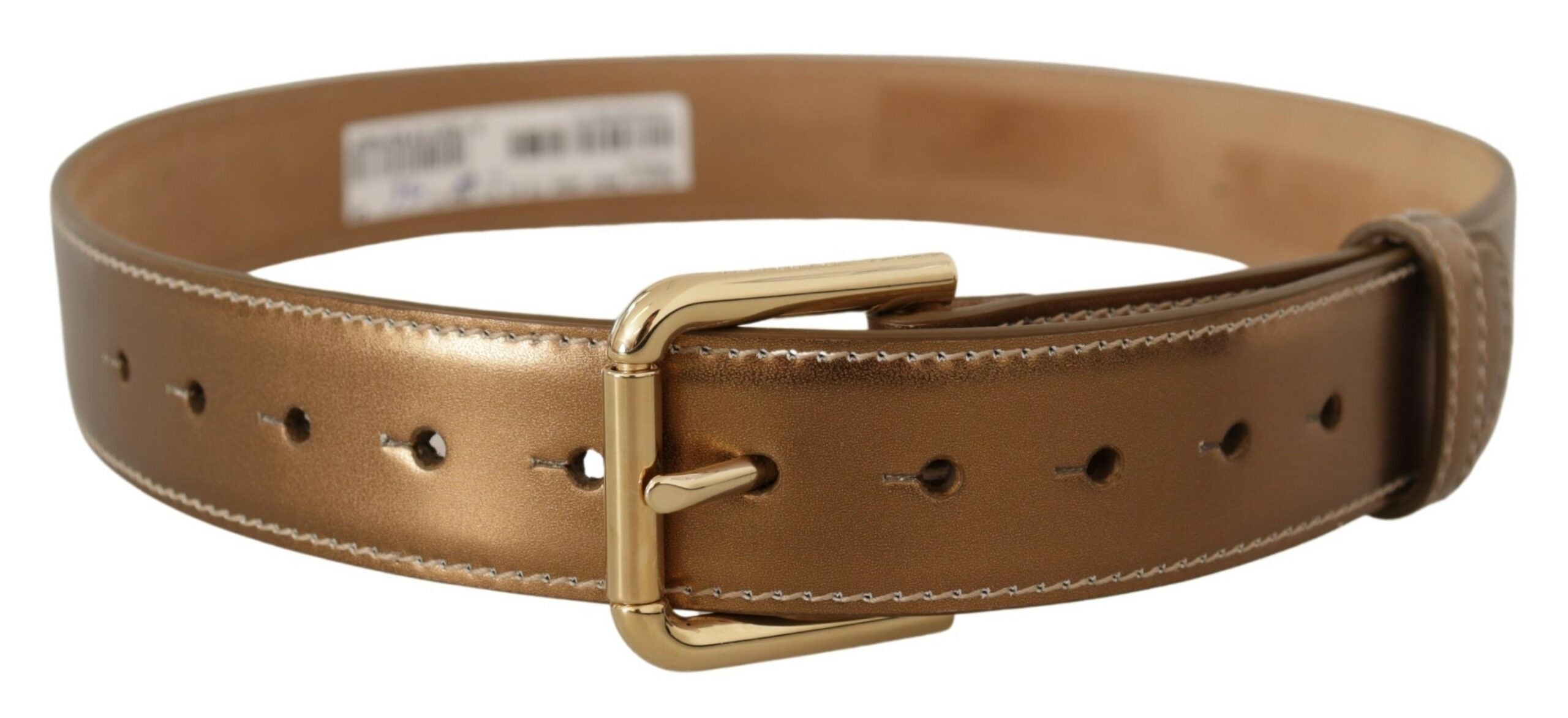 Dolce & Gabbana Eleganter bronzefarbener Ledergürtel mit Logo-Schnalle