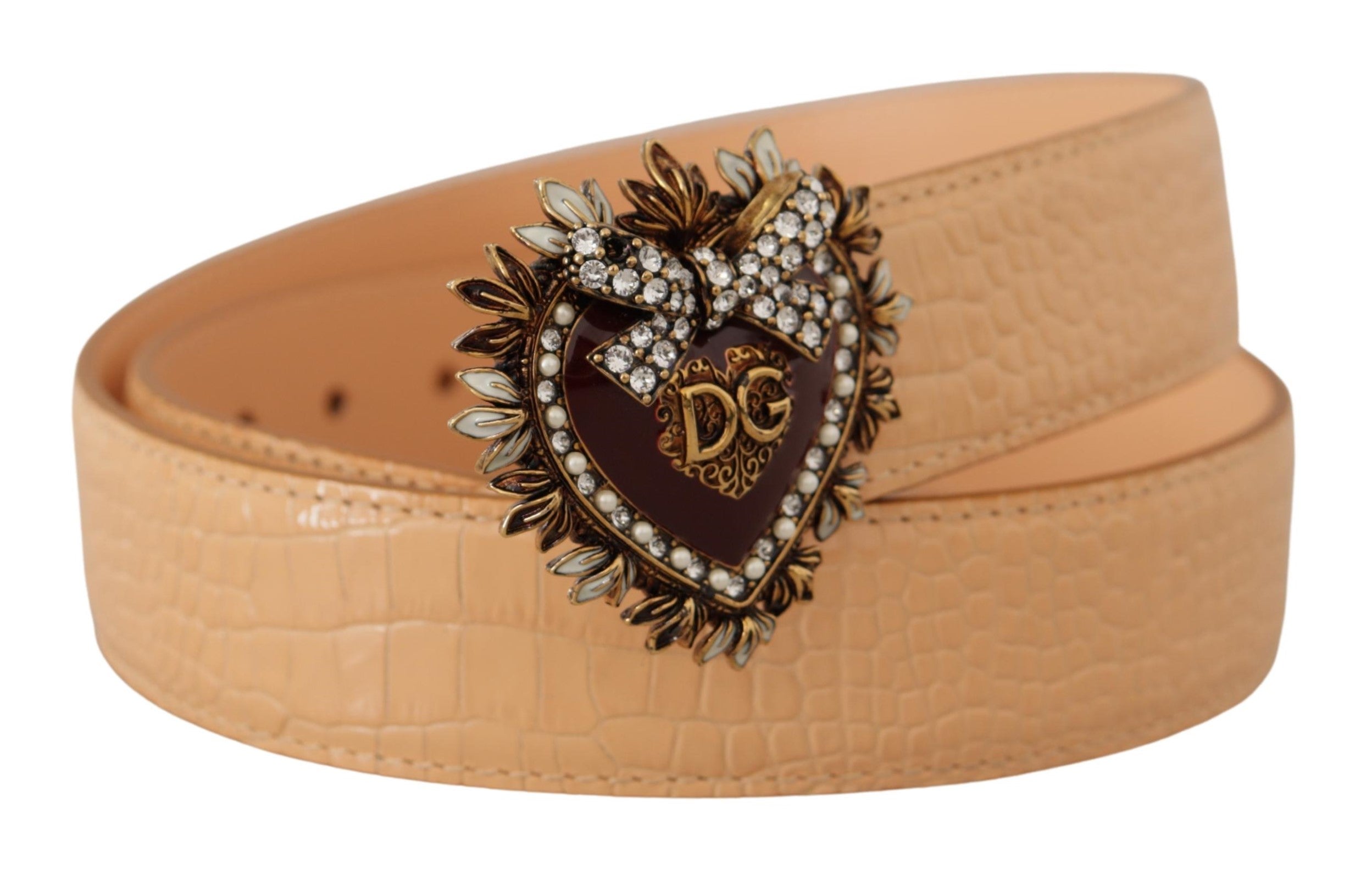 Curea Dolce & Gabbana Enchanting Nude din piele cu cataramă gravată