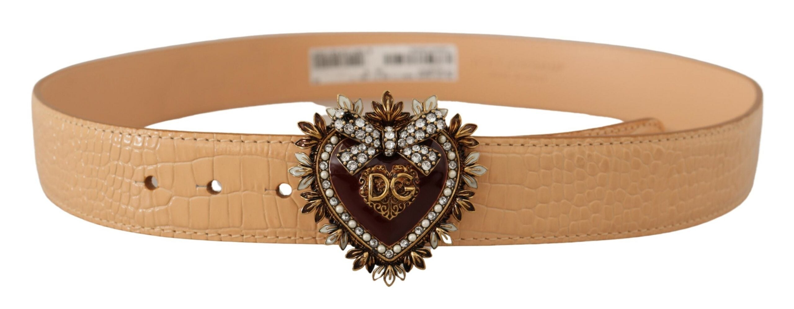 Curea Dolce & Gabbana Enchanting Nude din piele cu cataramă gravată