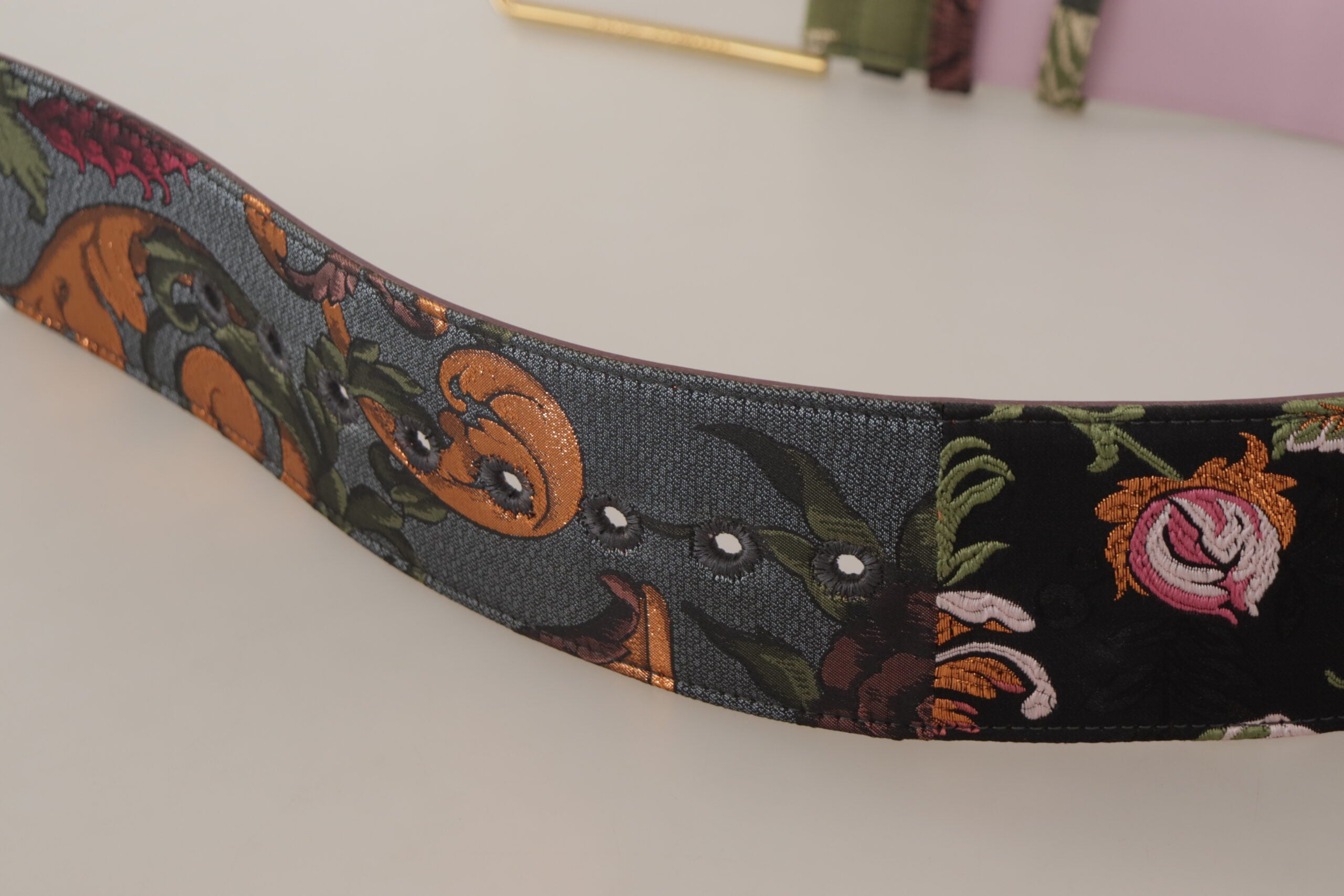 Dolce & Gabbana Eleganter mehrfarbiger Canvas-Ledergürtel