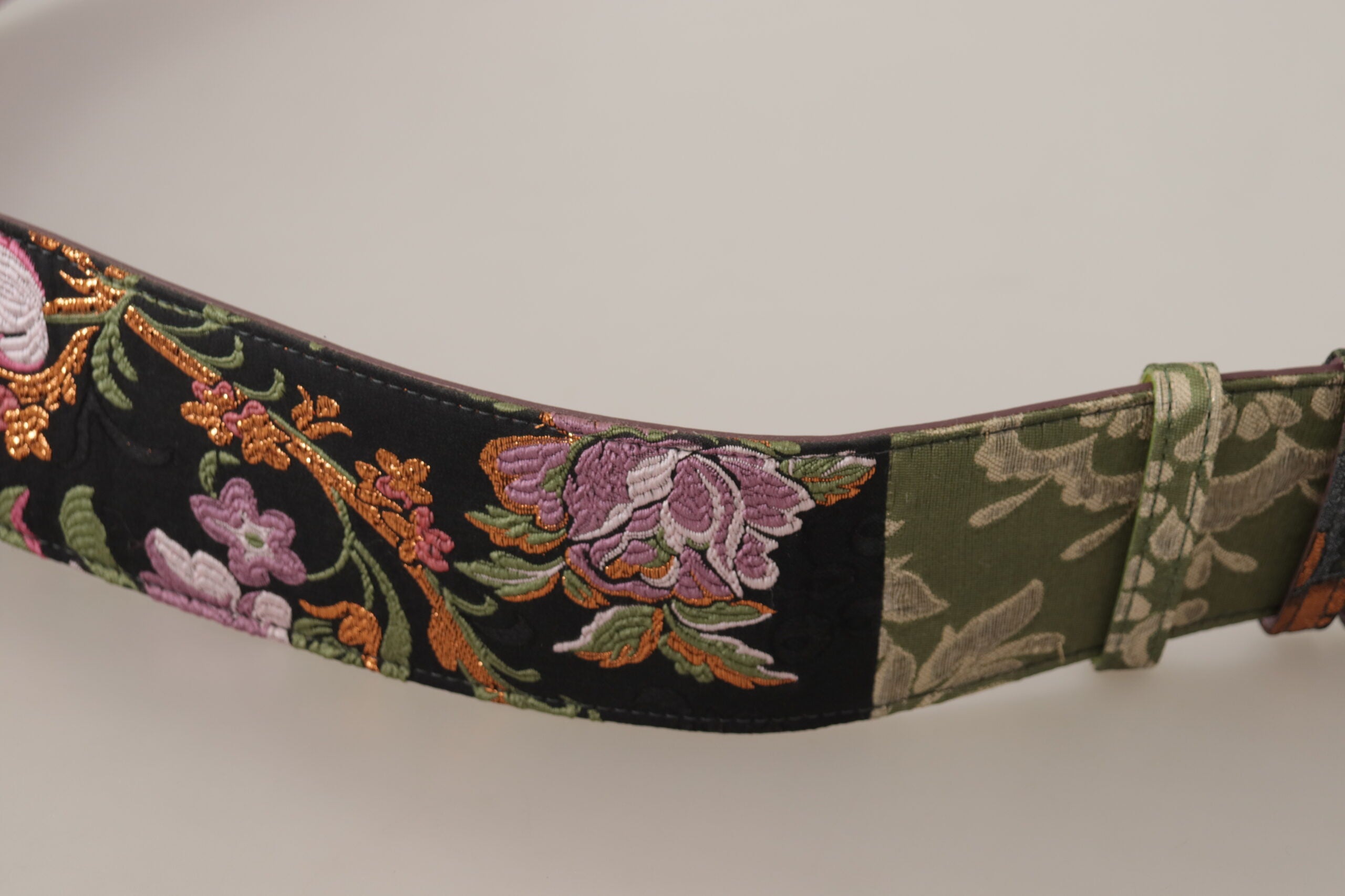 Dolce & Gabbana Eleganter mehrfarbiger Canvas-Ledergürtel