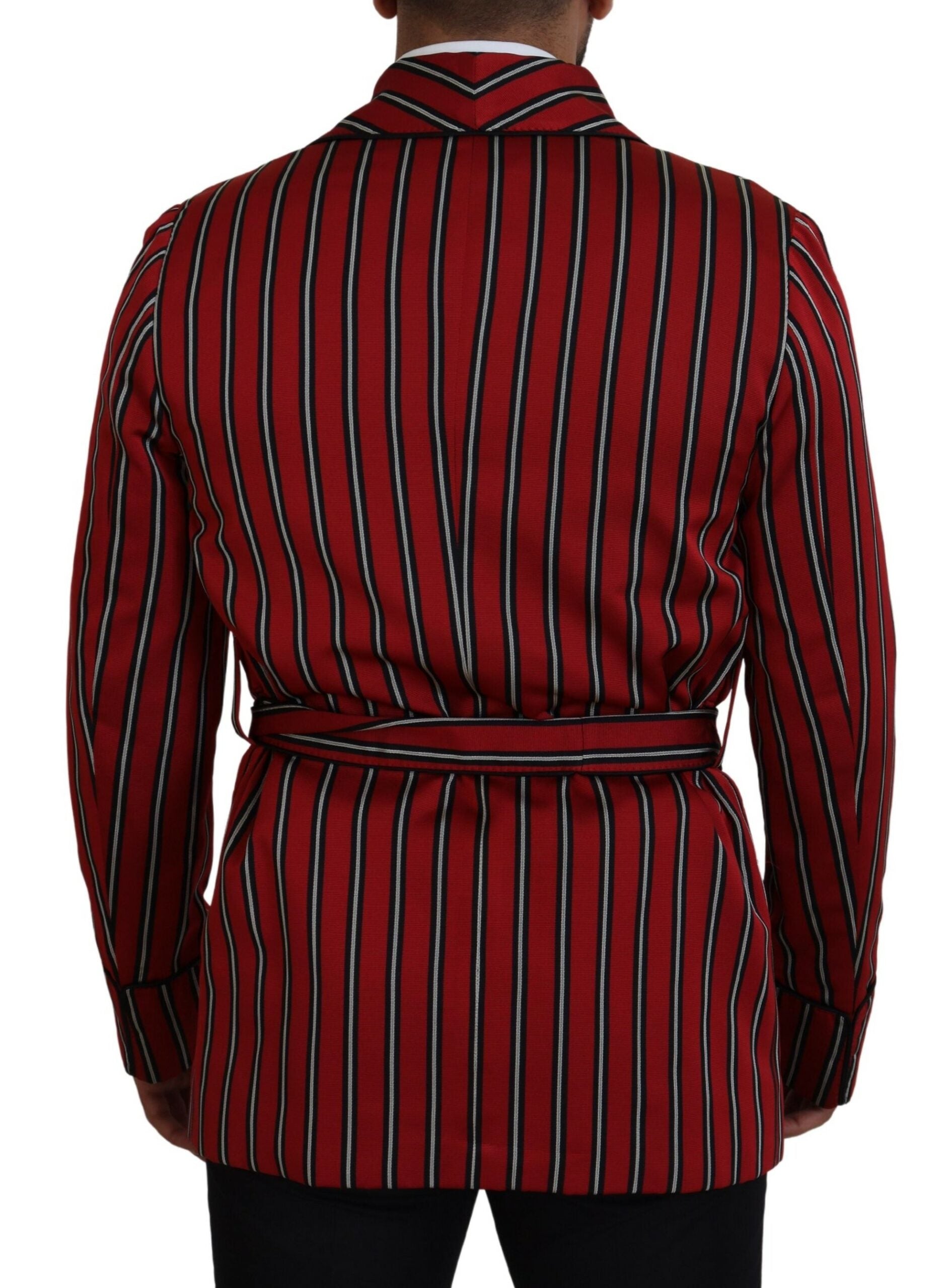 Dolce & Gabbana Eleganter rot gestreifter langer Morgenmantel, Luxuskleidung