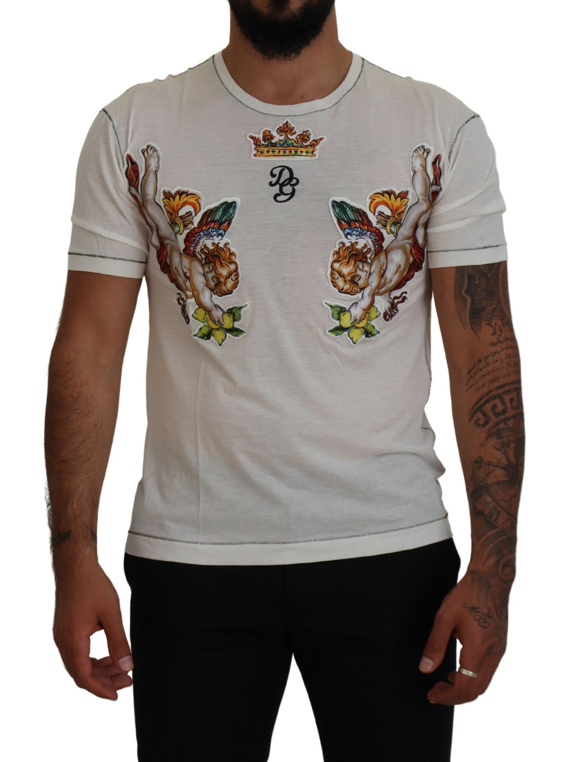 Dolce & Gabbana Elegantes weißes T-Shirt aus Baumwoll-Seiden-Mischung