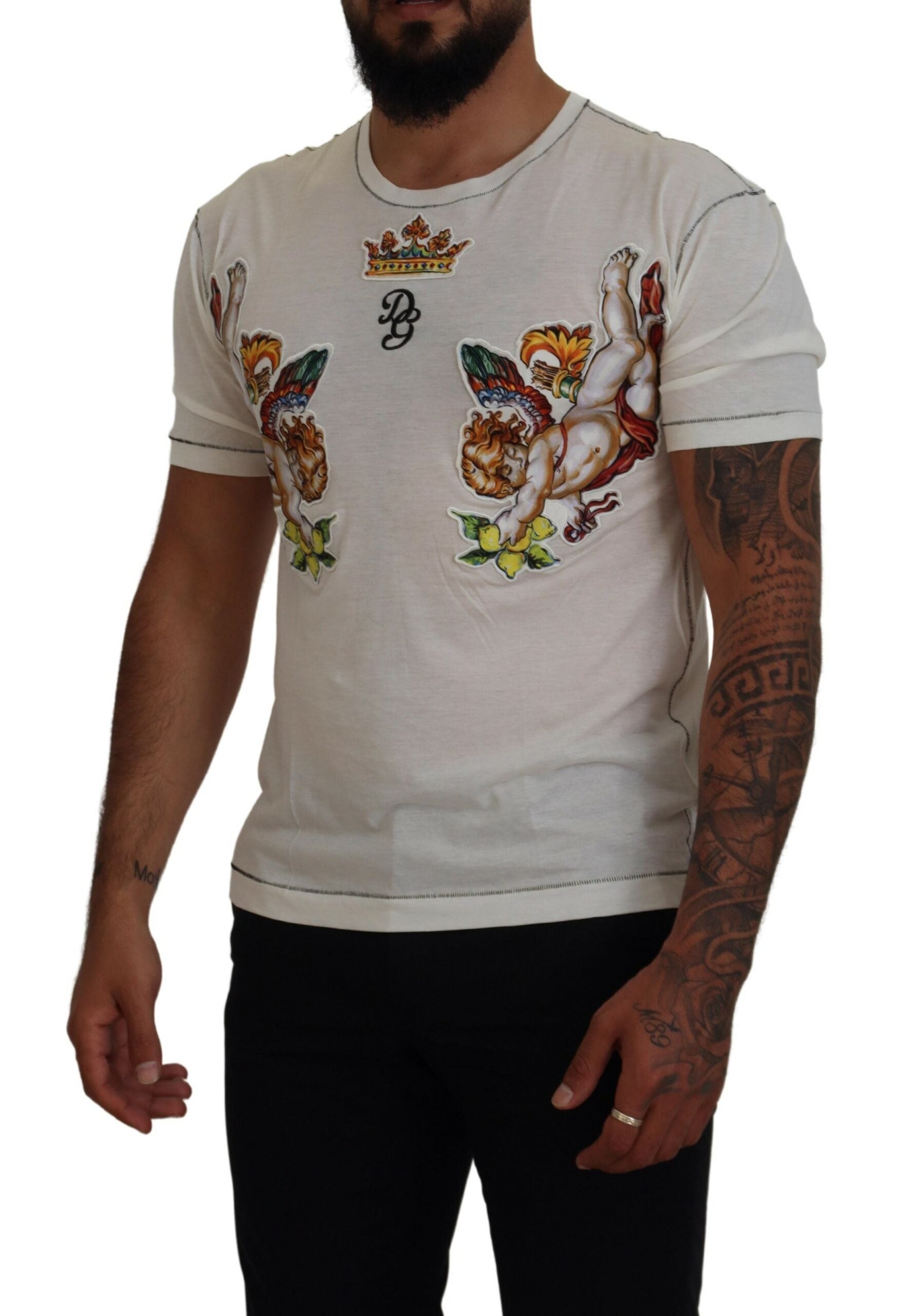 Dolce & Gabbana Elegantes weißes T-Shirt aus Baumwoll-Seiden-Mischung