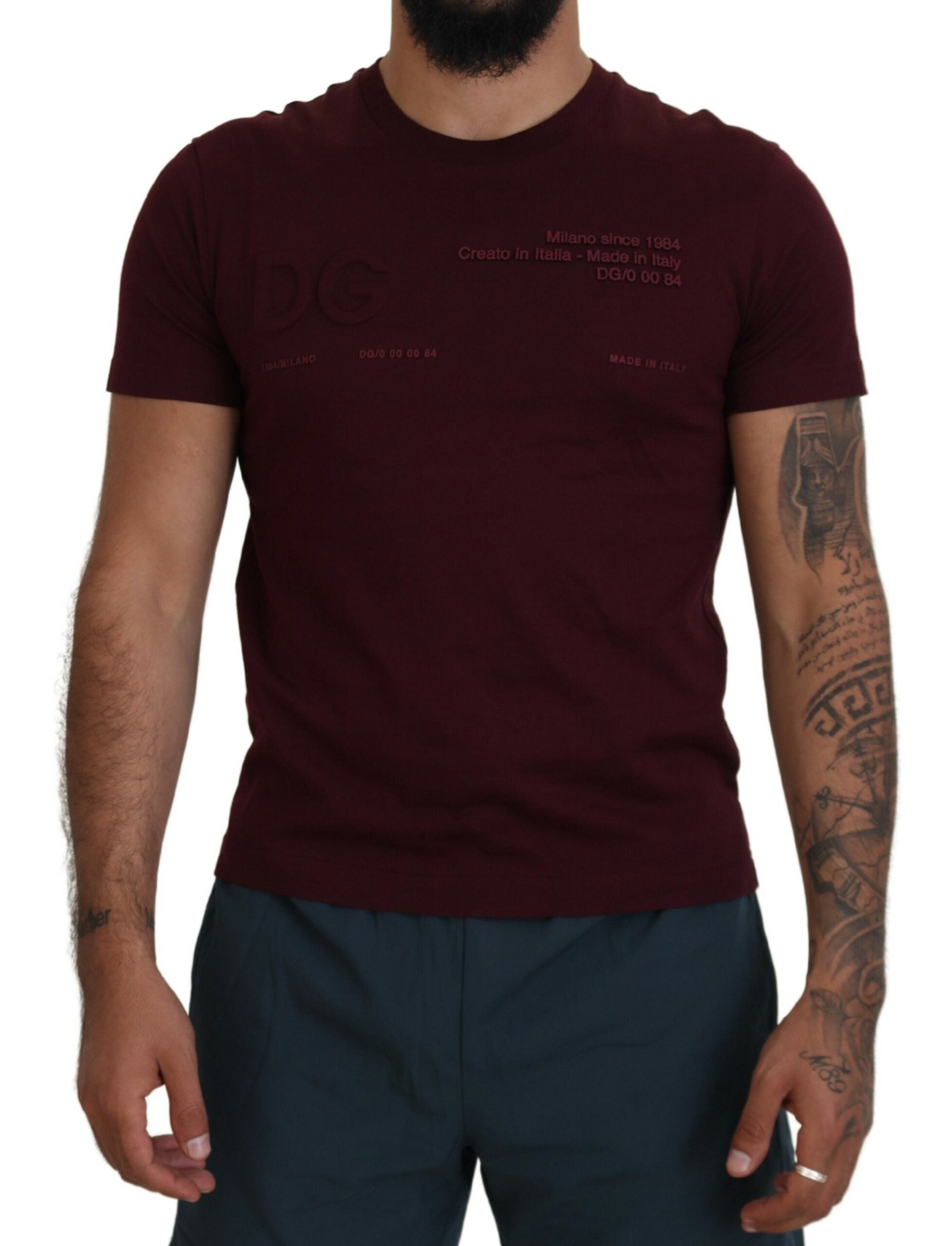 Dolce & Gabbana Elegantes, kastanienbraunes Freizeit-T-Shirt mit Rundhalsausschnitt