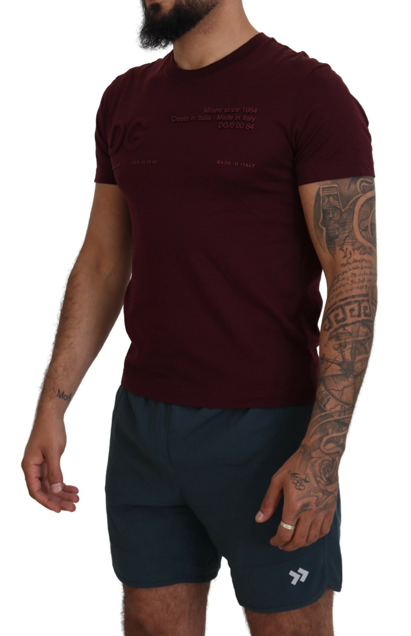 Dolce & Gabbana Elegantes, kastanienbraunes Freizeit-T-Shirt mit Rundhalsausschnitt